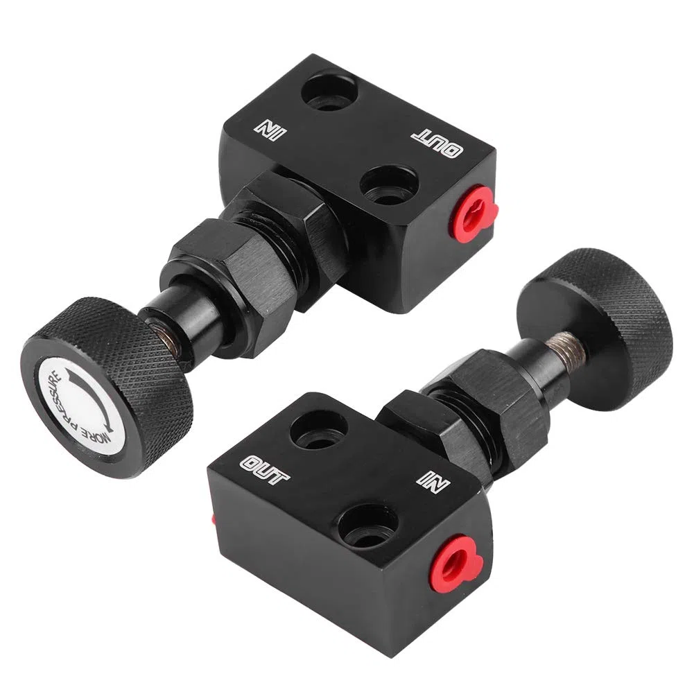 EBTOOLS Válvula de control de escape Válvula de distribución de frenos Válvula de cierre de frenos de aluminio Universal Motorsport Regulador de presión(Negro)