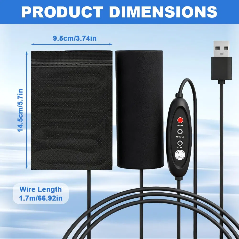 Puños Calefactables de Moto, 5V USB Puños Calefactables para Motocicleta y Bicicleta, Universal Puños Calefactable, Mango de Calefacción, Control Inteligente de Temperatura de 3 Niveles