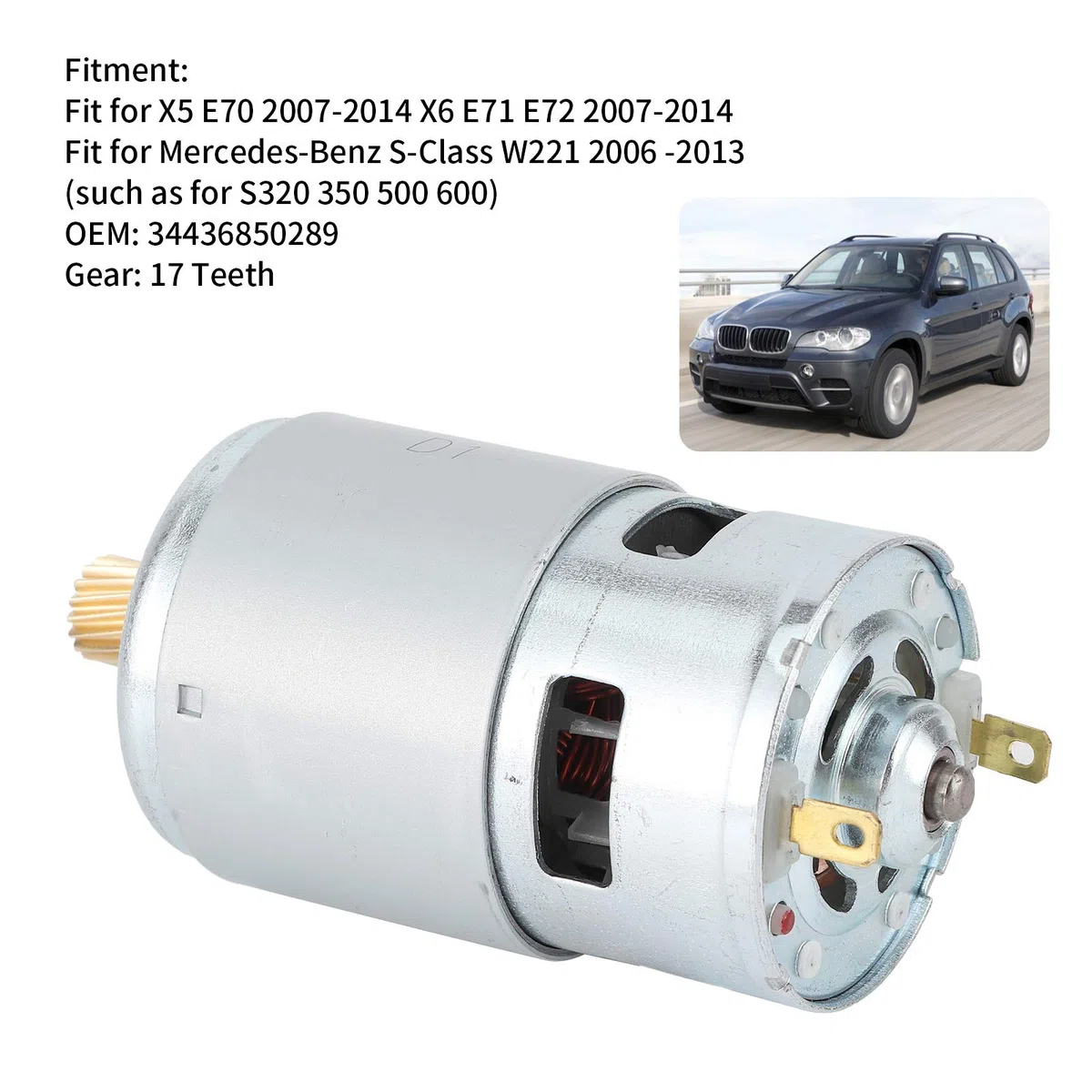 Akozon Motore Freno Mano, Actuador de Freno de estacionamiento, Motor del módulo de Freno de Mano del actuador de Freno de estacionamiento 17 Dientes 34436850289 para S-Class W221 06-13