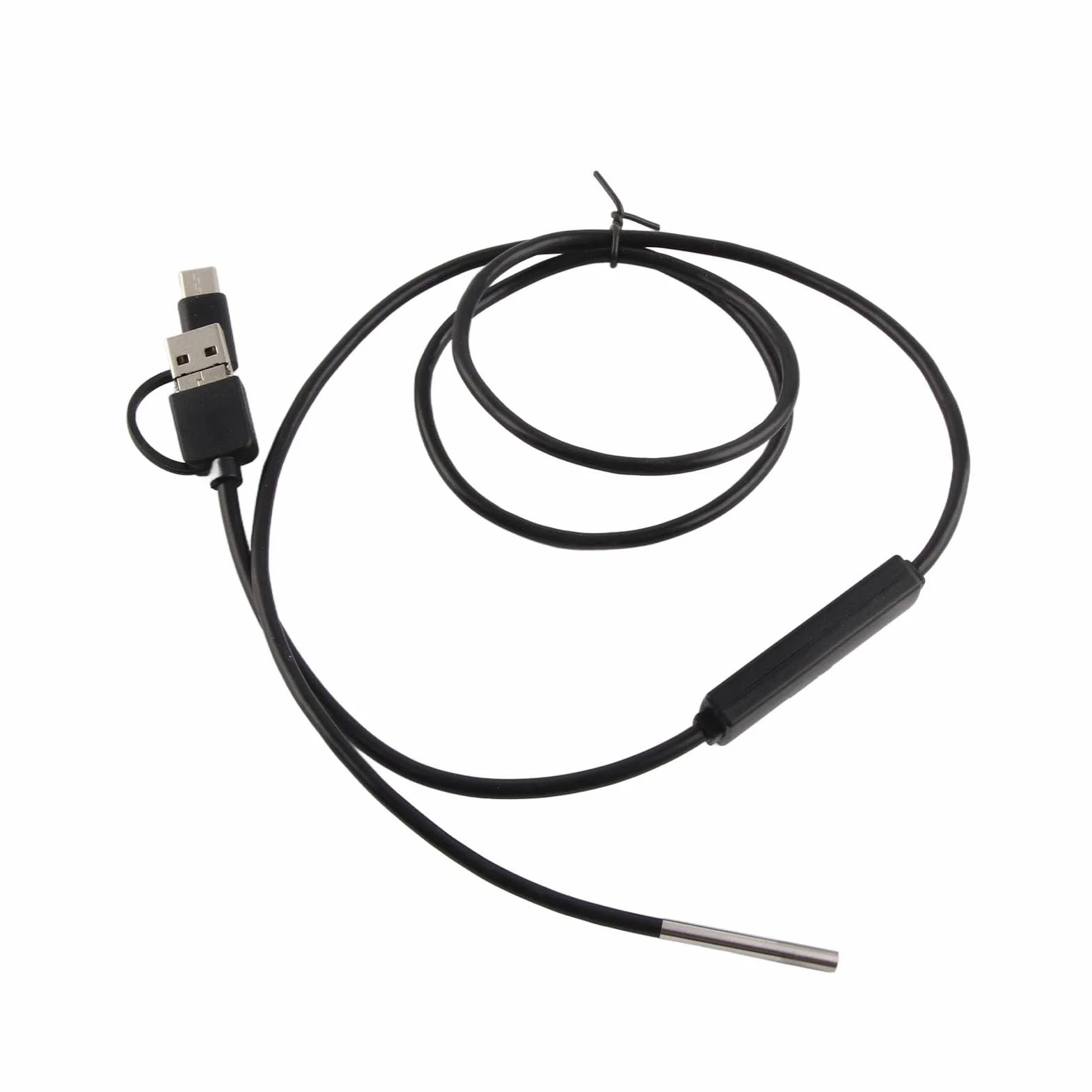 Cámara Endoscópica 3 en 1, Lente de 3,9mm, Boroscopio Impermeable, Inspección, Cámara de Serpiente, Endoscopio para Teléfono Móvil Android TypeC (Alambre Suave de 1 Metro)