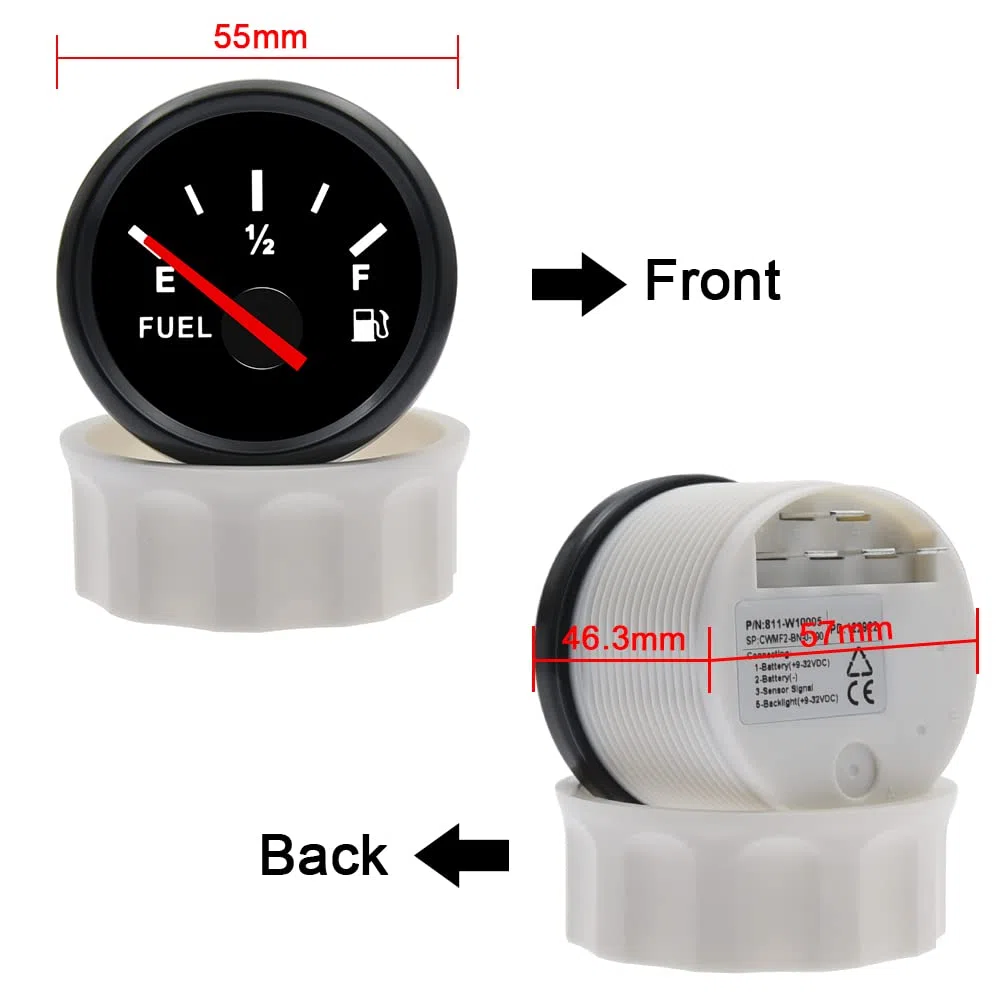 KAOLALI Medidor de Nivel de Combustible 52mm 0-190ohm LED Digital E-1/2-F Rango