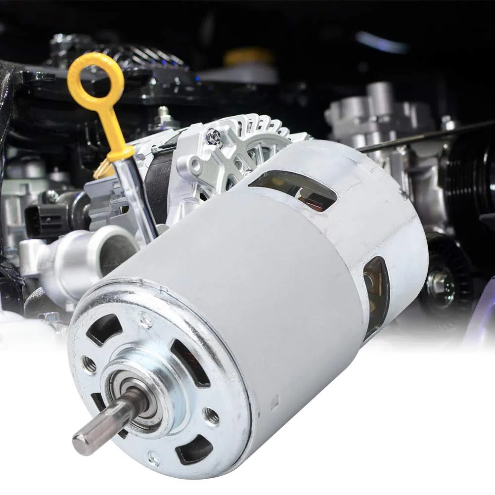 Motor de rodamiento de bolas, motor grande estable de CC 12-24 V, tornillo de alta velocidad doble para velocidad de alta revolución, diámetro del eje delantero y trasero d