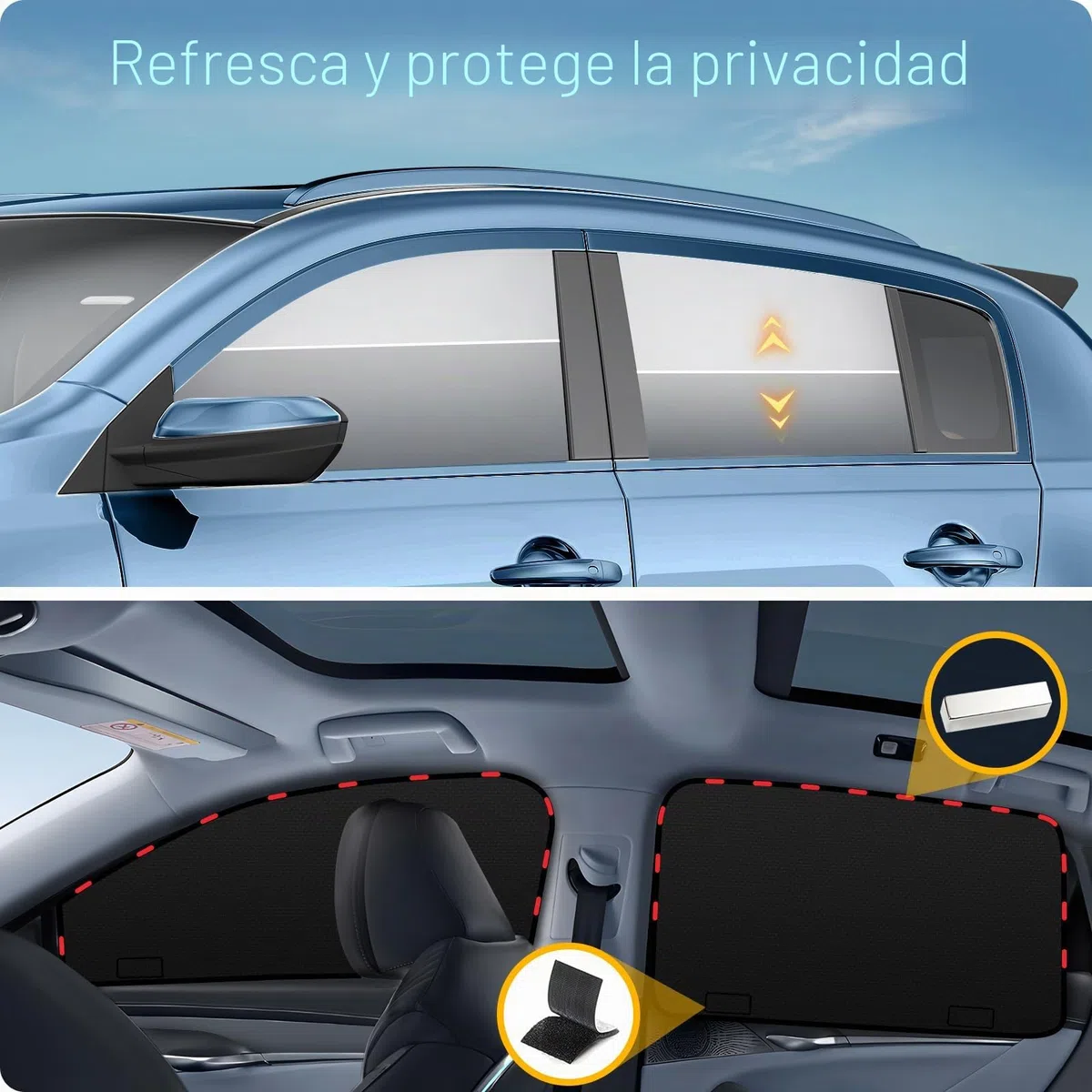 XCBYT Parasol Lateral Magnético 4 Unidades, Ventanas Traseras Coche, Protector Solar, Cortinas, Oscurecedor, Protección UV y Contra el Calor