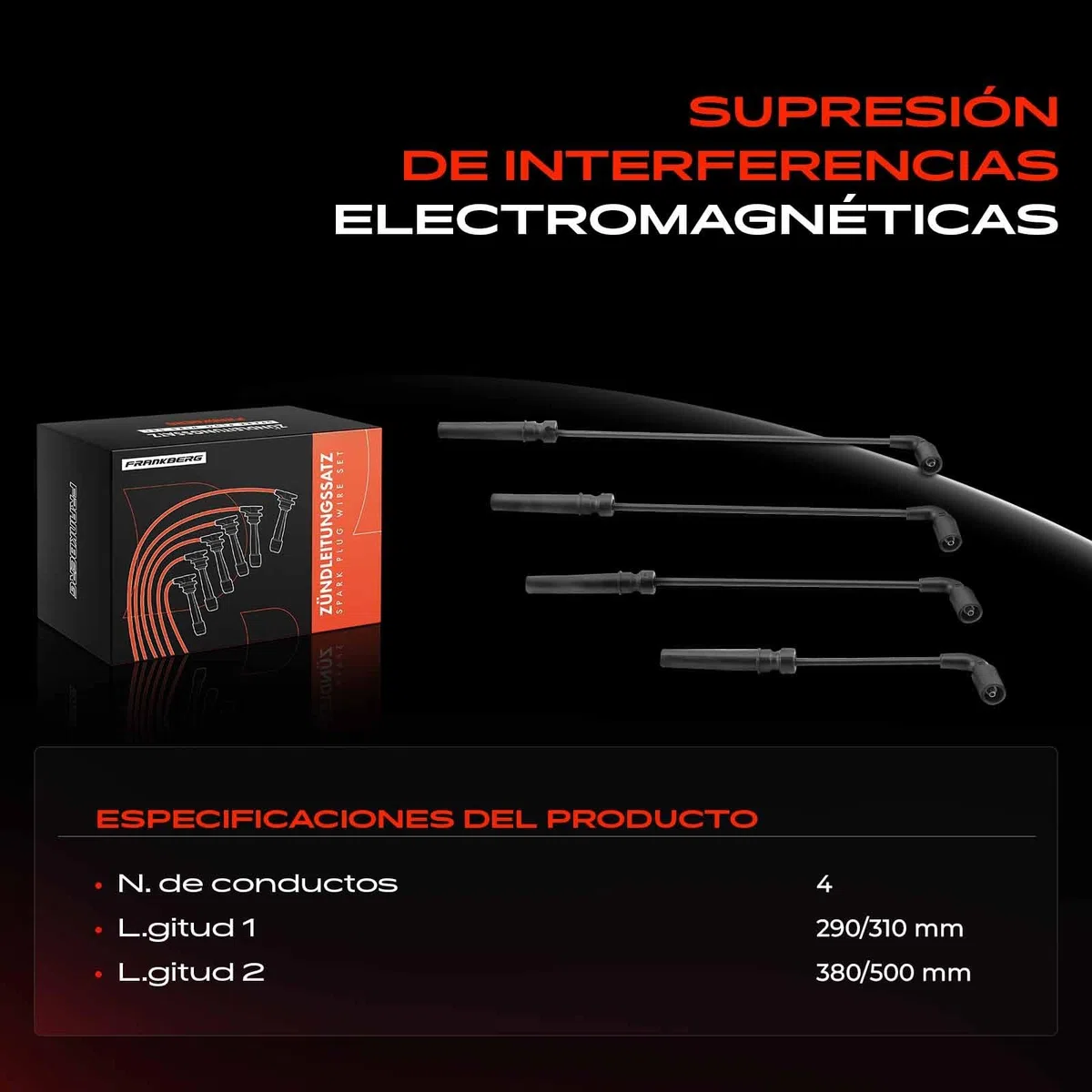 Frankberg 4x Juego de cables de encendido Compatible con Kalos KLAS 1.4 16V Aveo/Kalos Compacto T200 1.4 16V Cruze J300 1.6 Aveo/Kalos Compacto T250 T255 1.4 Aveo/Kalos Berlina T250 T255 1.4 96497773