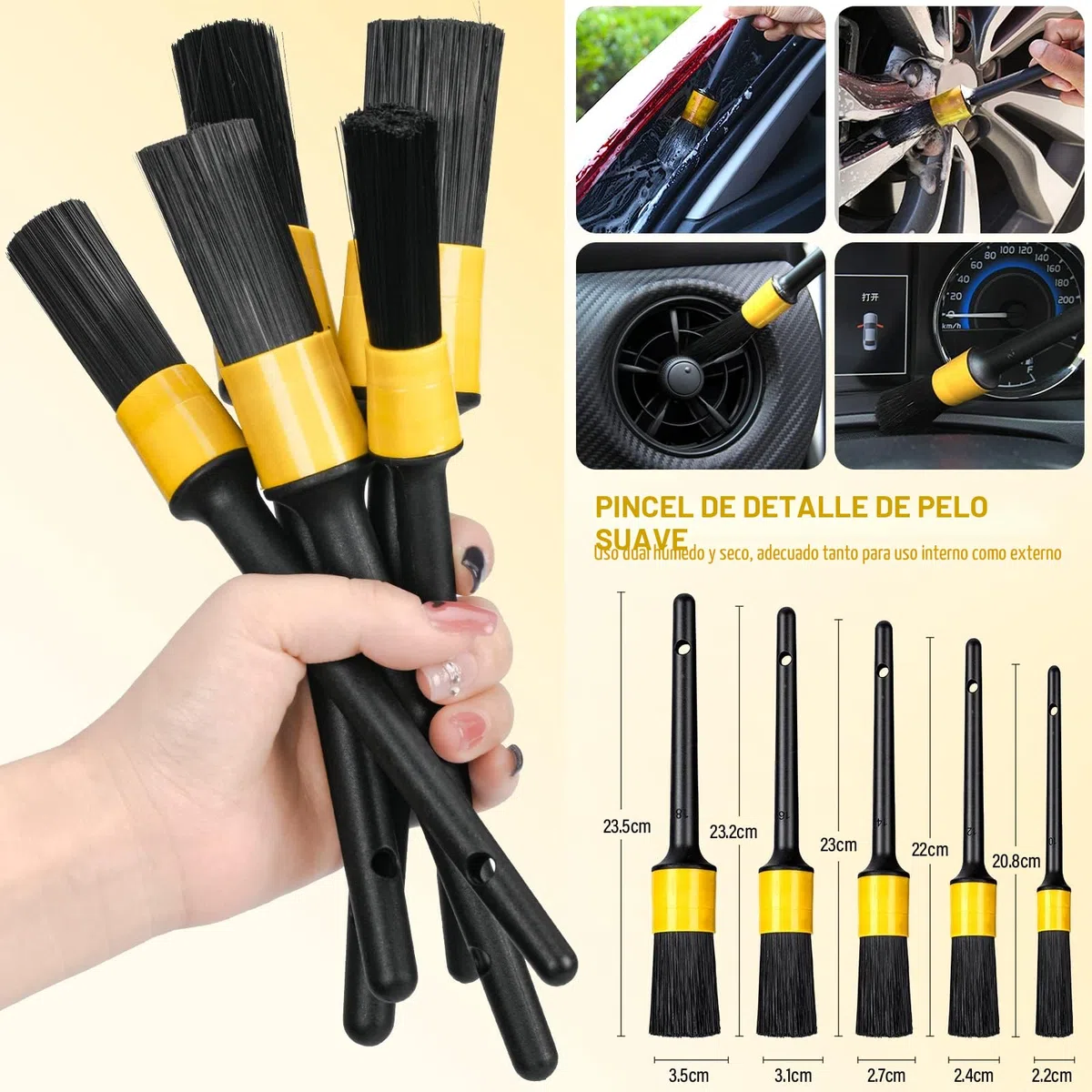 AOKITO Juego de limpieza de coche – Juego de 20 piezas para el cuidado del coche para interior y exterior – Juego de lavado de coches con cepillos, esponjas de pulido, gel de limpieza y más – Práctica