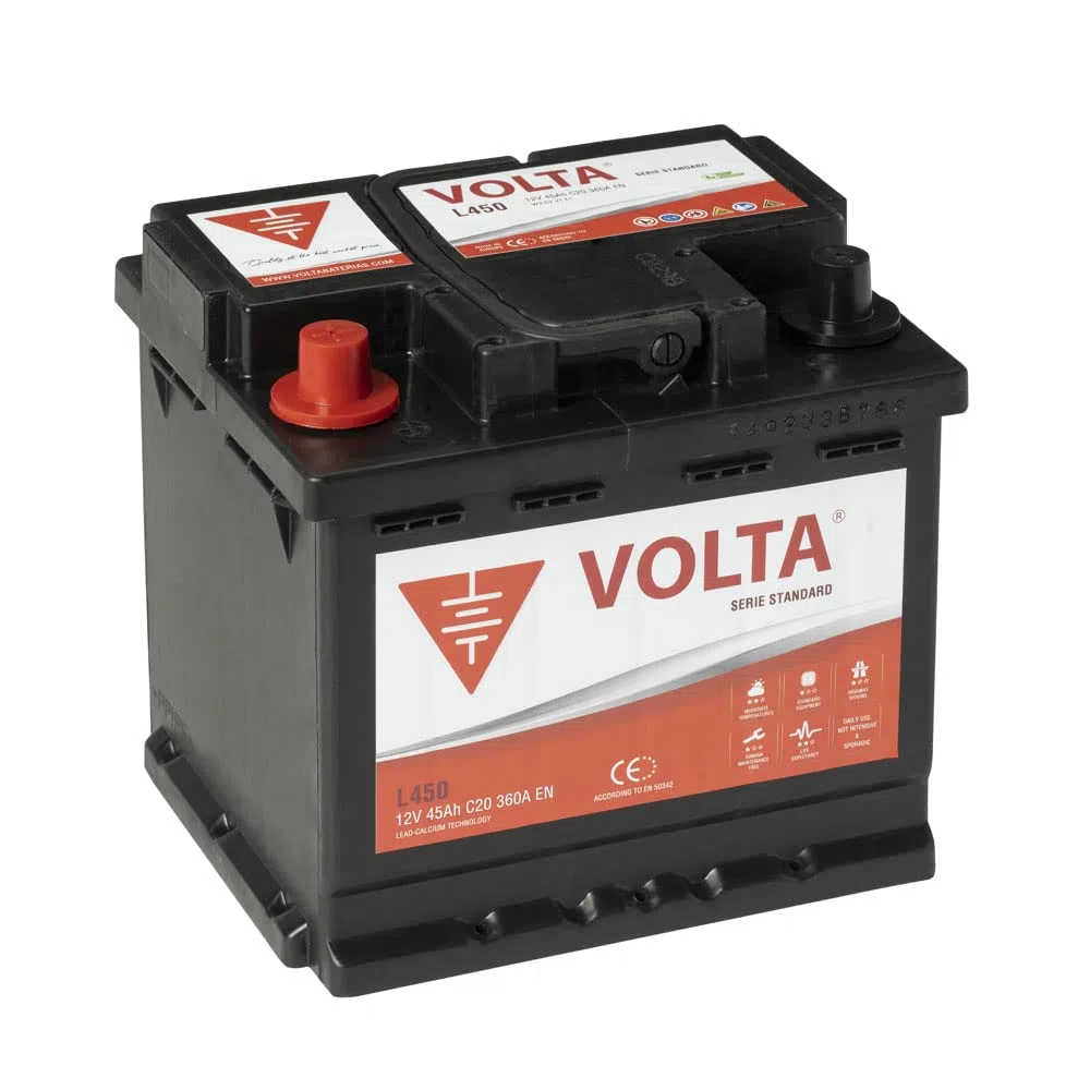 Bateria de Coche Standard 45Ah 360A Volta L450I para Automóvil de turismo - Borne +Izq - Medidas Largo 207 x Ancho 175 x Alto 190 mm con 2 años de Garantía - Fabricación Europea.
