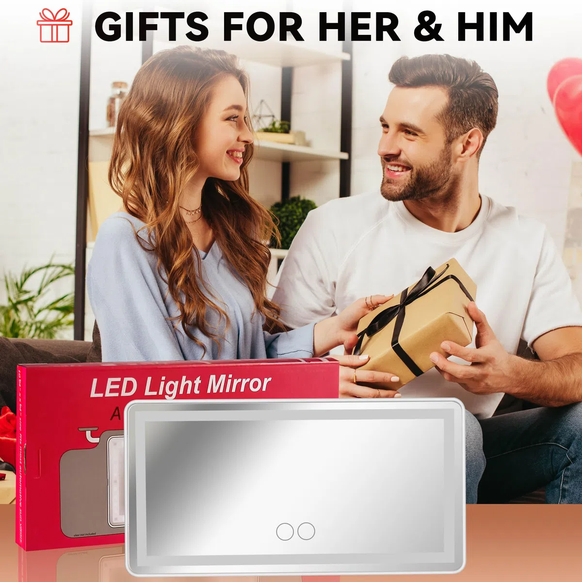 Feisate Espejo Coche LED, Espejo Maquillaje con Luz Coche, Recargable - Regulación Continua de Intensidad - Tres Modos de Brillo, Blanco