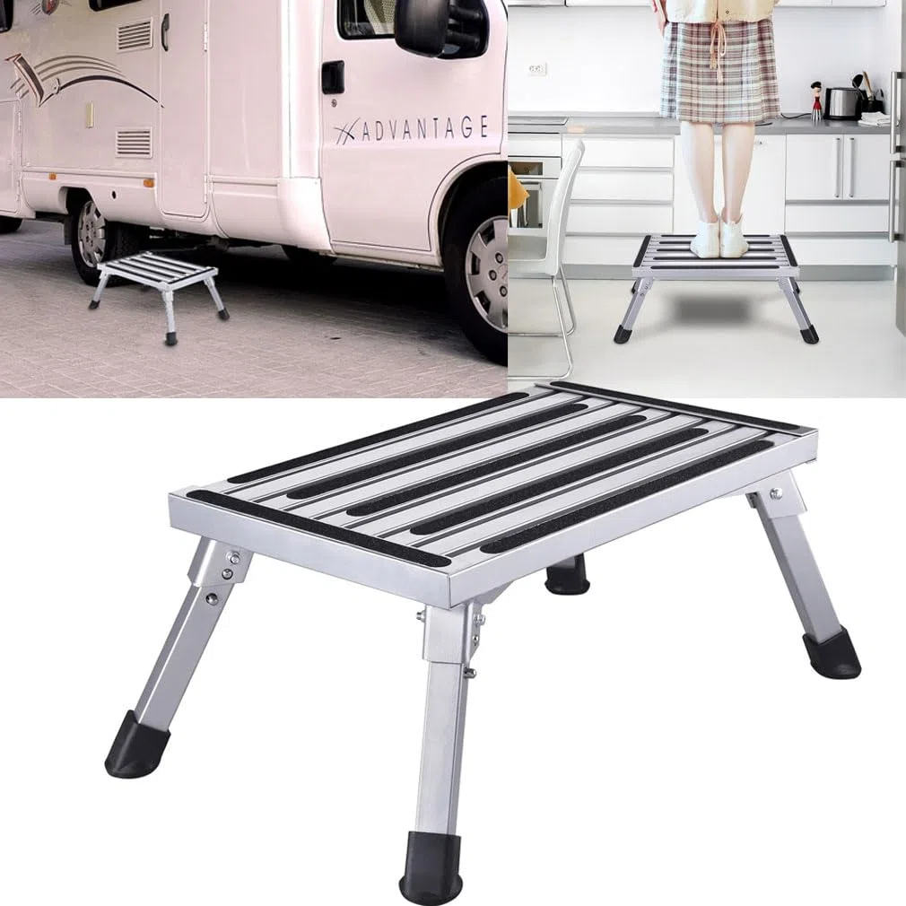 Johgee 47 x 30 x 23 cm Estable aluminio escalera de 1 nivel Plataforma de trabajo carga máxima 250 kg
