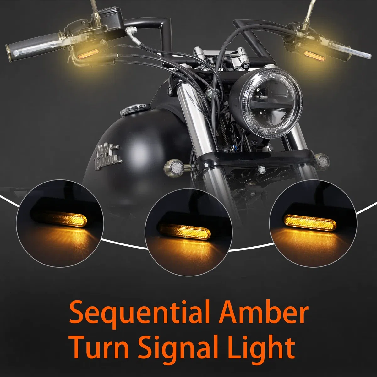 JMTBNO Intermitentes Moto de Manillar LED, Luz de Señal de Giro Delantero Secuenciales Mini Indicadores Homologados 12V Aluminio Luz Ámbar Impermeable M8 para Cruiser Chopper Bobber Scooter Quad
