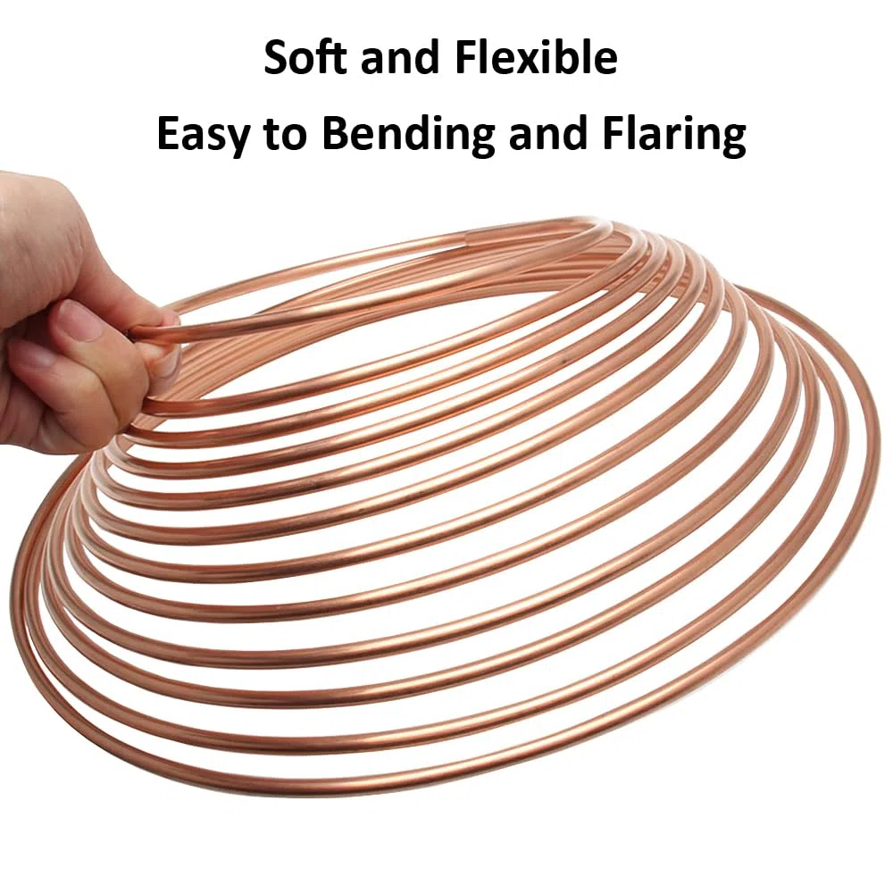6,35mm Tubo de Freno de Cobre para Auto 1/4" Kit de Línea de Freno Manguera de Freno Recubierta de Cobre Reemplazo Automóvil Tubería de Freno Aceite Combustible 7,6m