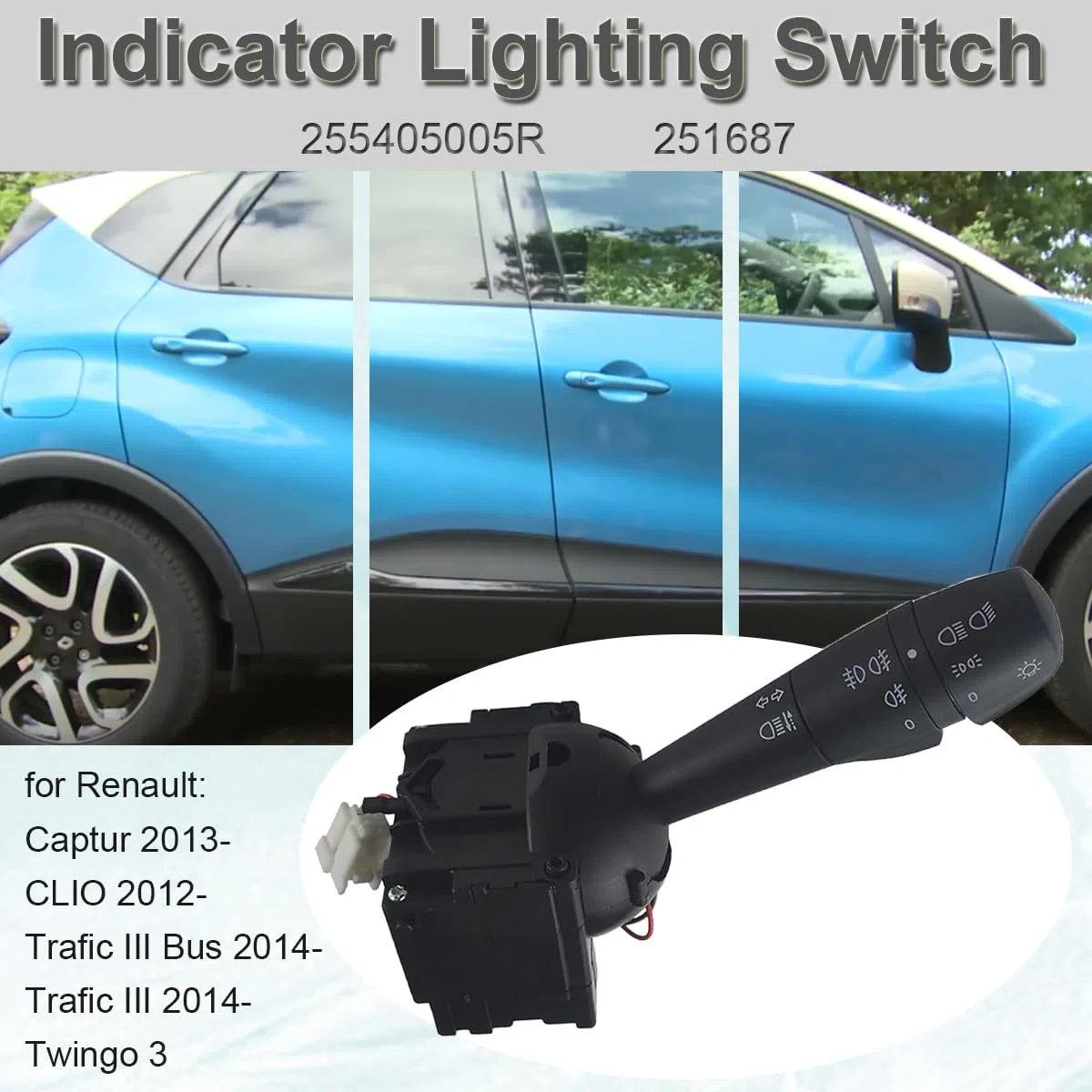 ZAMDOE 8201167981 Interruptor Palanca luz de Giro dirección para Dacia Logan MCV II Sandero Lodgy Dokker Duster para Renault Captur Clio Trafic III Bus Twingo Piezas