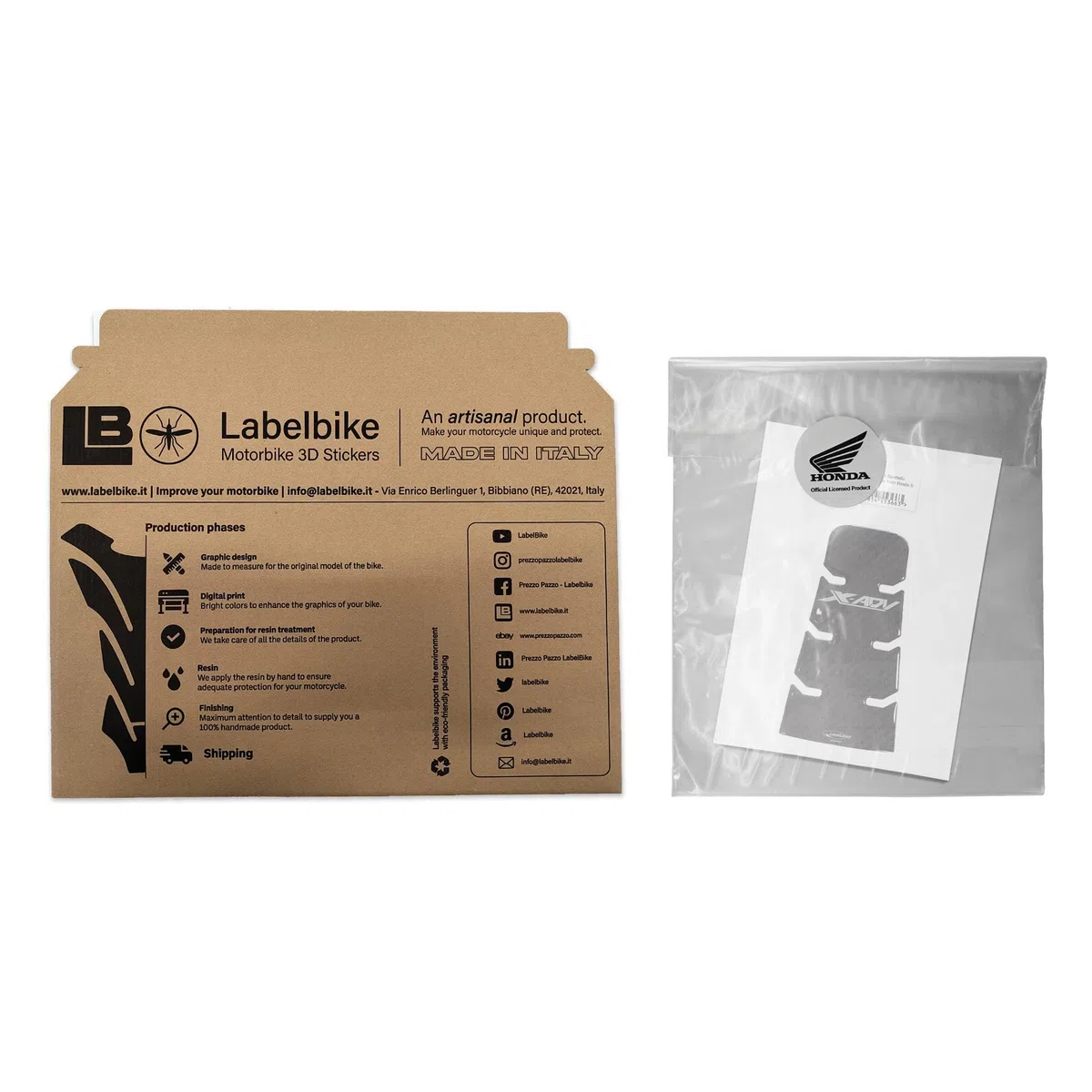 labelbike - Pegatina 3D Puerta Depósito Xadv Decoración y Protección Moto Scooter con Licencia Oficial Honda en Resina Compatible con Honda X-ADV 750 2017-2020 - Color Carbono