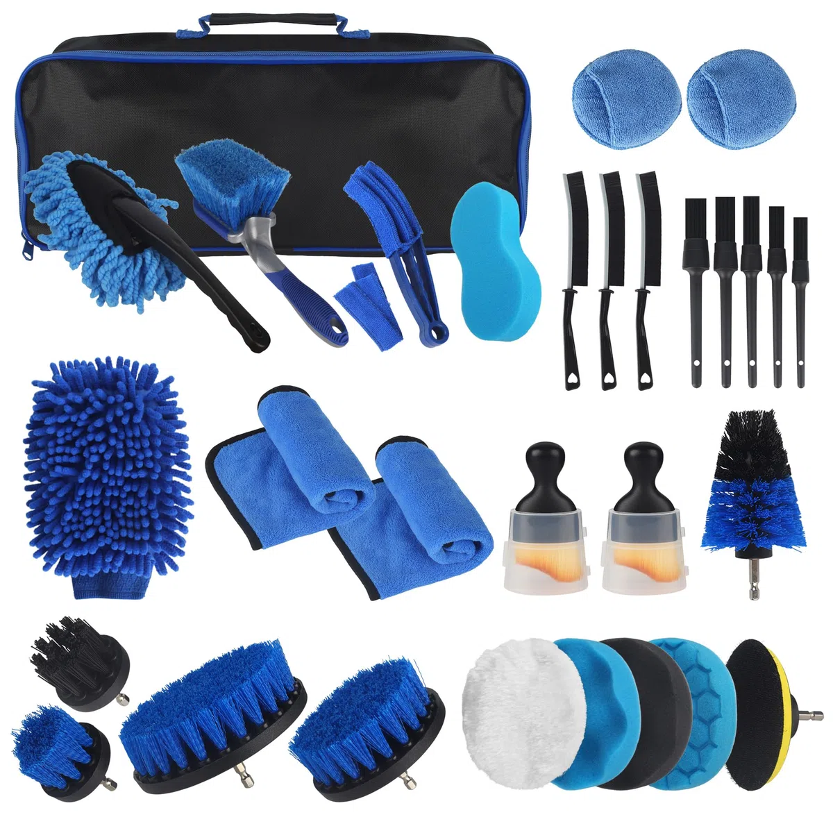 31 piezasKit Limpieza Coche,Cepillo Limpieza Coche Kit, Limpieza Coche Interior, incluye cepillo, esponja de pulido,adecuado para rejillas de ventilación,tablero de instrumentos, motor, ruedas