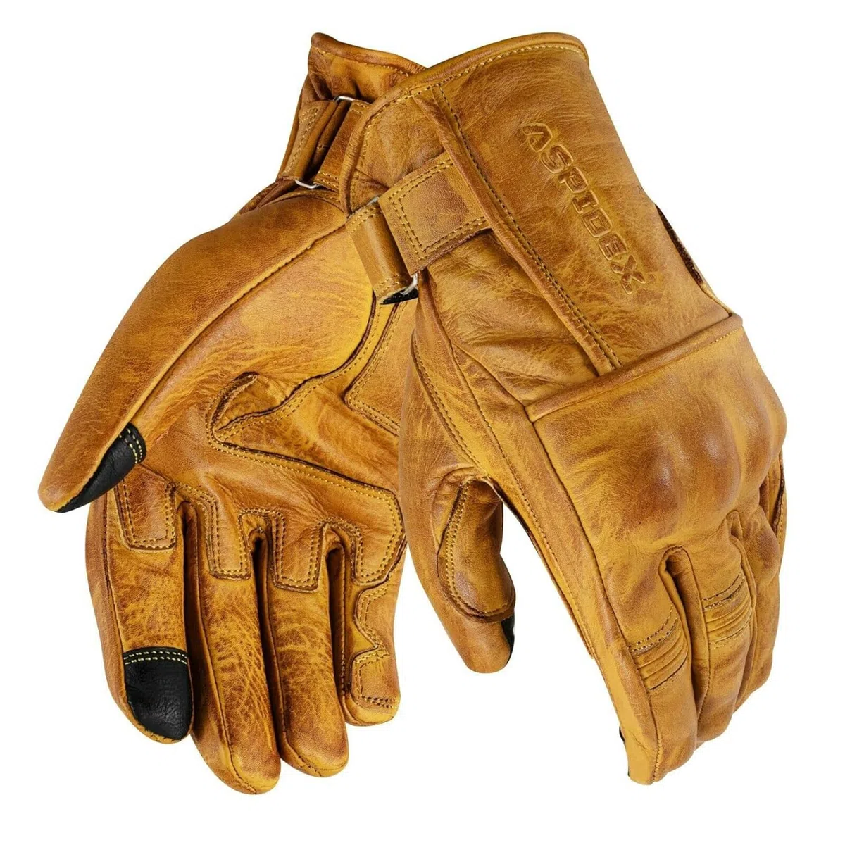 Guantes para moto de piel con protecciones CAFE RACER Chopper Custom Wax Amarillo Touch
