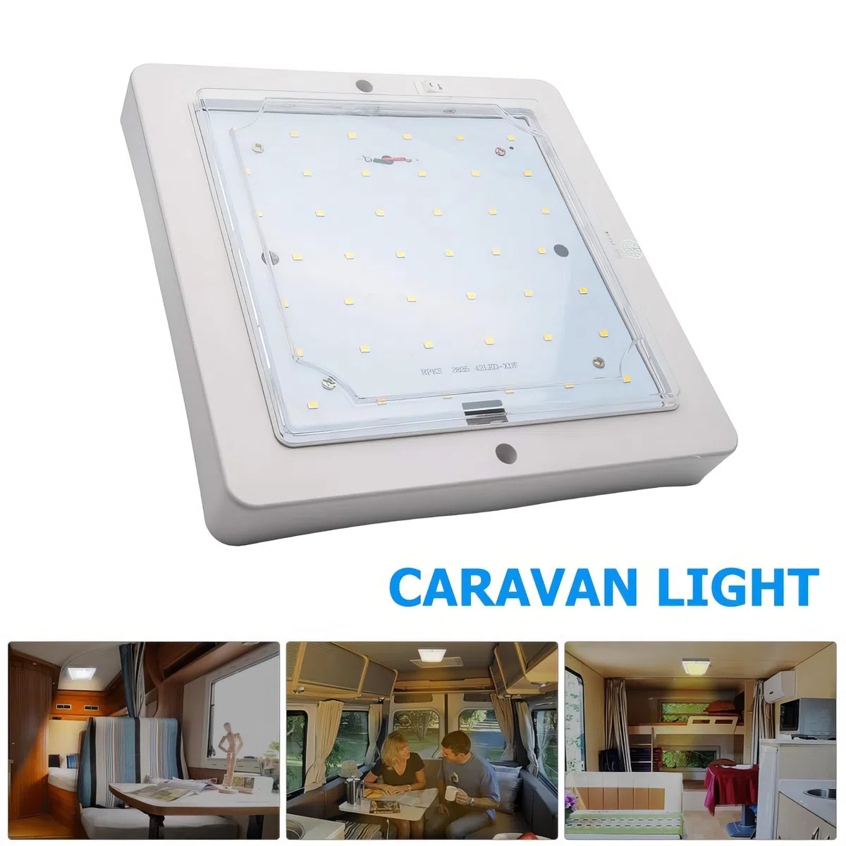 Baceyong Luz de techo cuadrado de, LED de 12-24V con ahorro de energía para autocaravana 9W para caravana, autocaravana, vehículo recreativo, bote, luz blanca de lámpara de techo