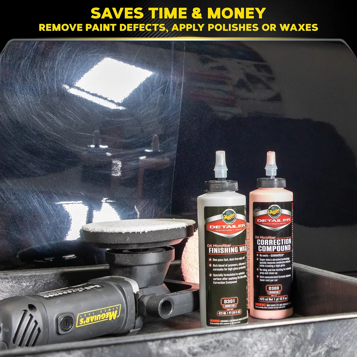 Meguiar's MT300 Pulidora de doble acción de velocidad variable, removedor de arañazos y pulidora de coche de diseño profesional, 1 unidad