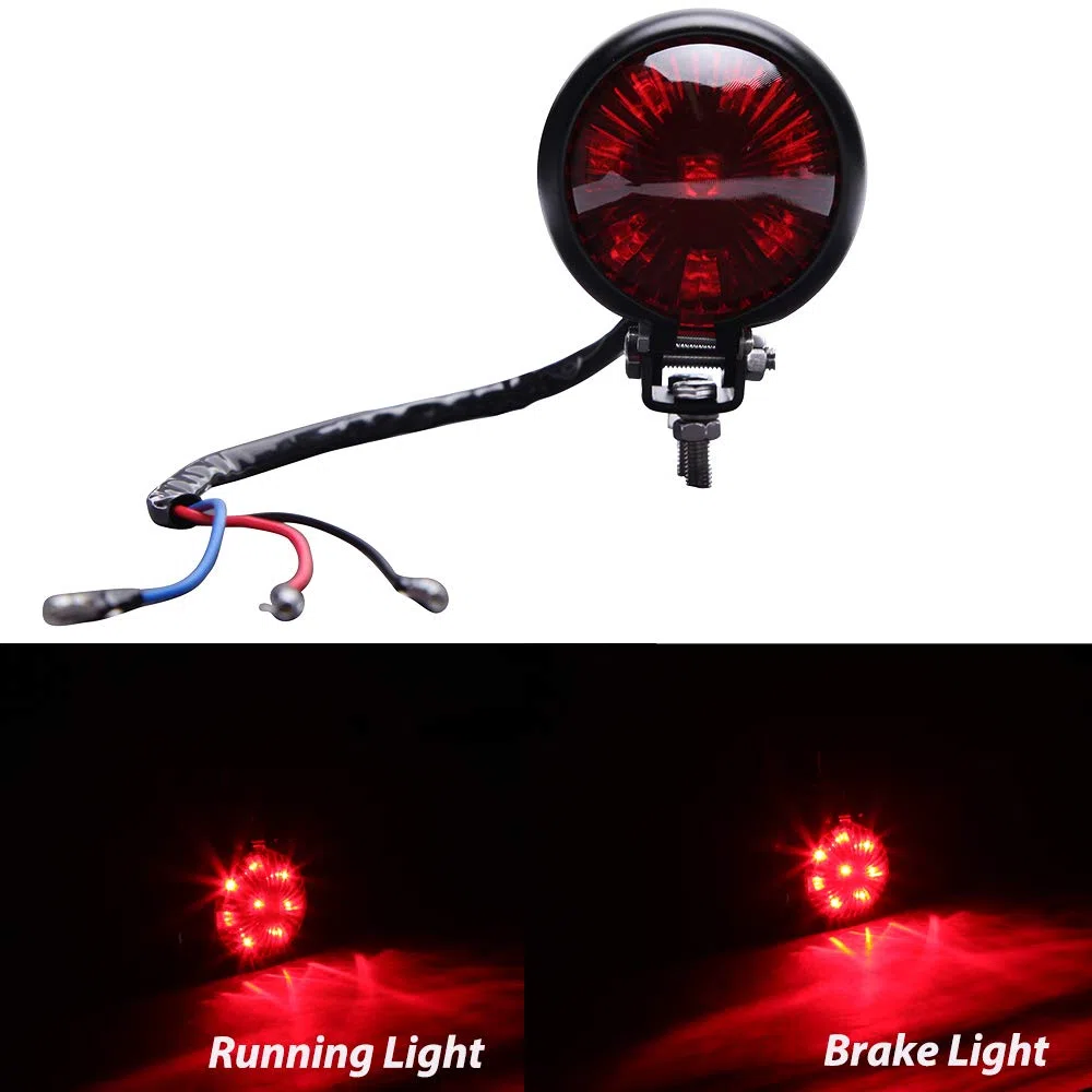 DREAMIZER Luz Trasera Moto LED de Freno Luces de motocicleta brillante con lente roja para Custom Cafe Racer Street Bike Chopper Bobber Cruiser 883 iron.