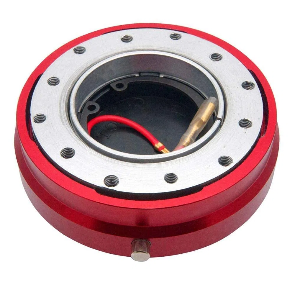 Riloer Adaptador de cubo de liberación rápida universal para volantes de 6 orificios, kit de extracción de buje, adaptador de cubo de volante de carreras resistente para modificación (rojo)