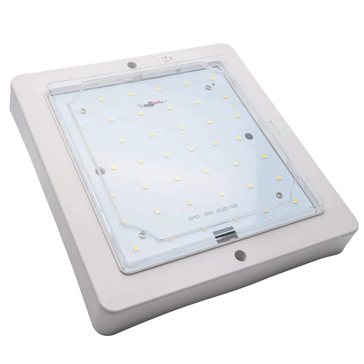 Baceyong Luz de techo cuadrado de, LED de 12-24V con ahorro de energía para autocaravana 9W para caravana, autocaravana, vehículo recreativo, bote, luz blanca de lámpara de techo