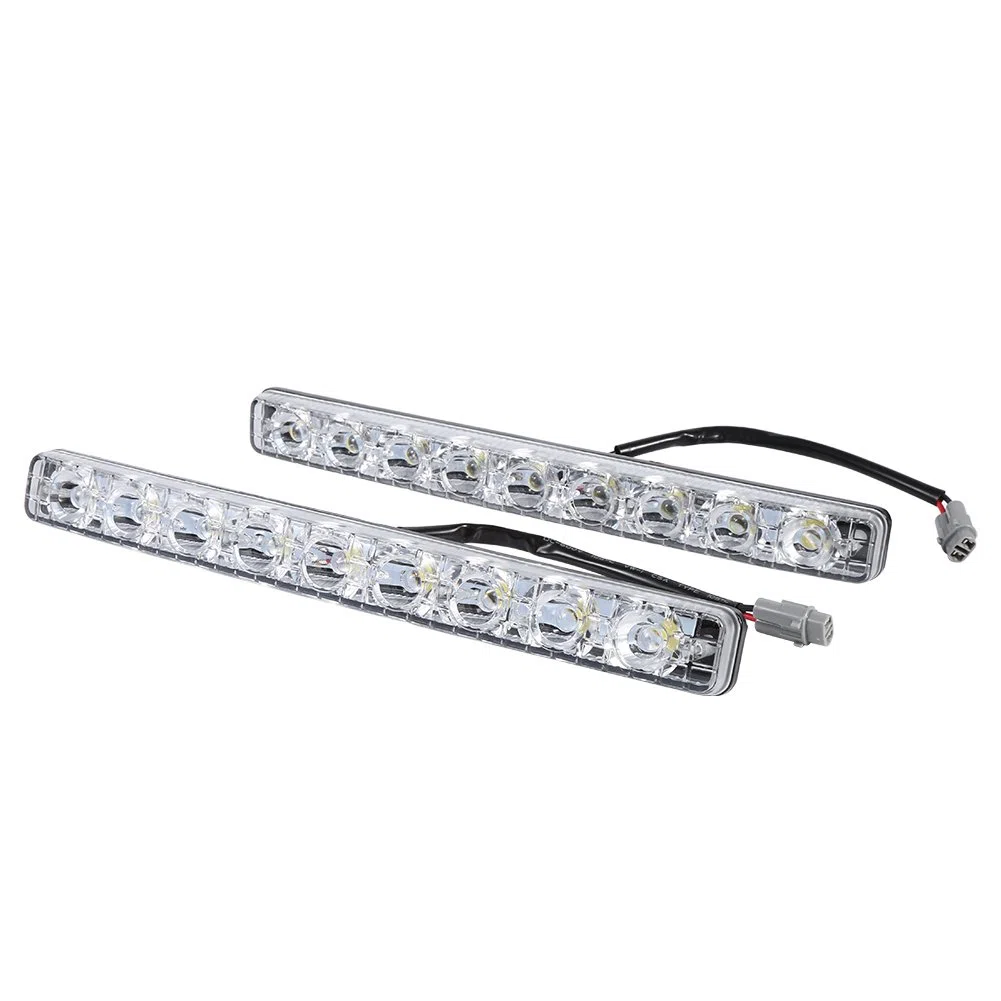 2pcs Blanco 9-LED Tira larga Luz de circulación diurna DRL Lámpara de conducción diurna antiniebla para automóvil