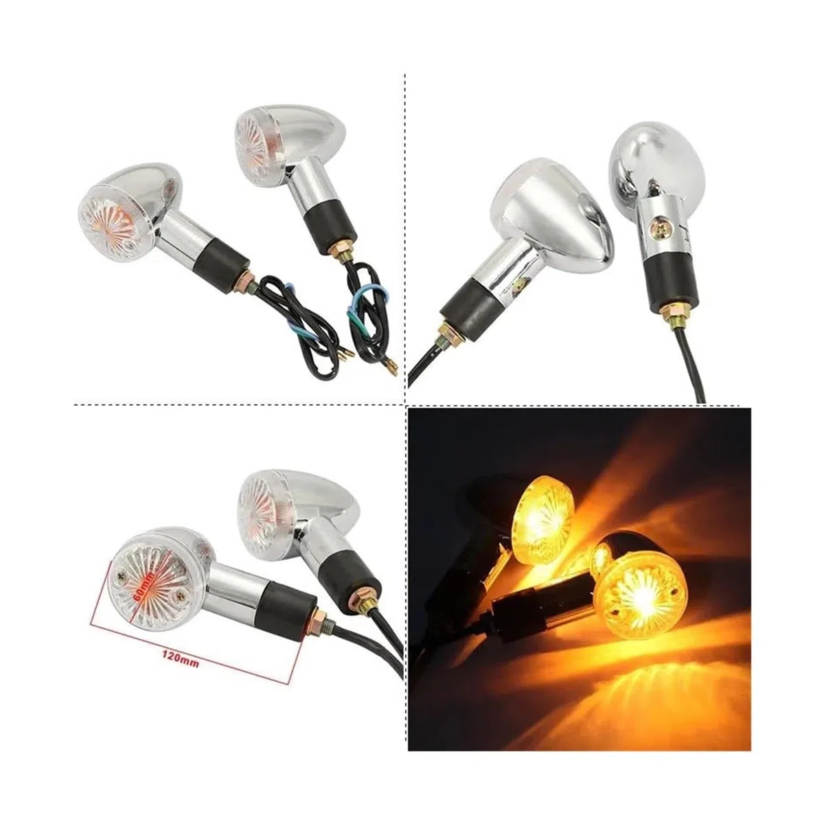Intermitentes Moto para Kawasaki para Vulcan para VN 500 750 800 900 1500 1600 1700 2000 Indicadores Giro Luces Intermitentes Señal 2/4 Piezas Señales Motocicleta(Amber,4 PCS)