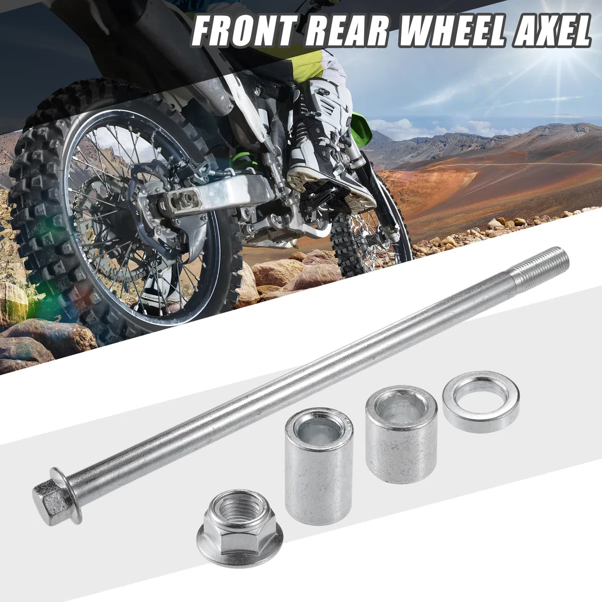 A ABSOPRO Eje de Rueda Delantera o Trasera de ATV con Casquillo y Tornillo M12 de 230mm