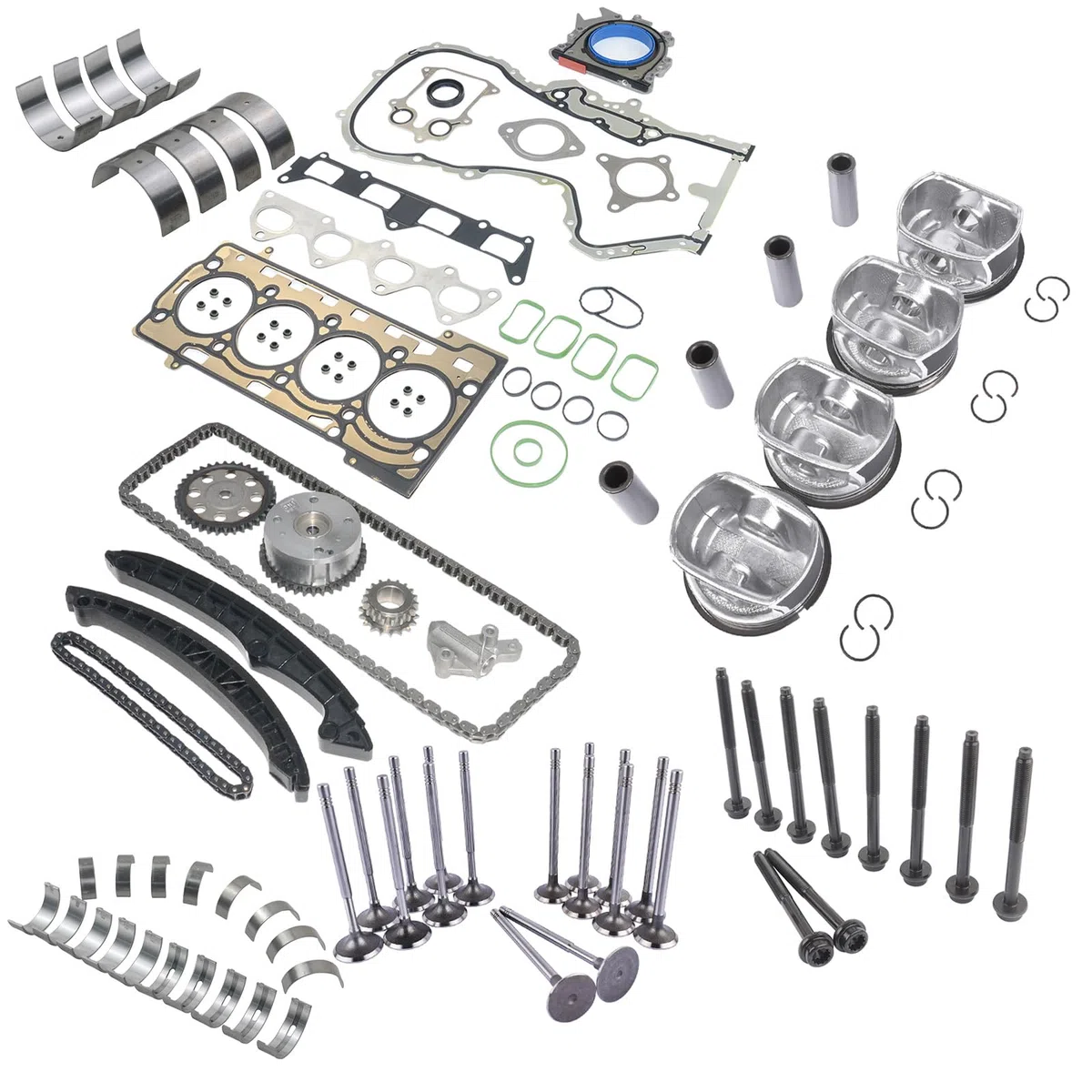 Pistón y juego de cadena de distribución compatible con G0lf V VI E0s 1.4 R4 16V TSI CAV CAX CTH 03C109571F 03C109509L