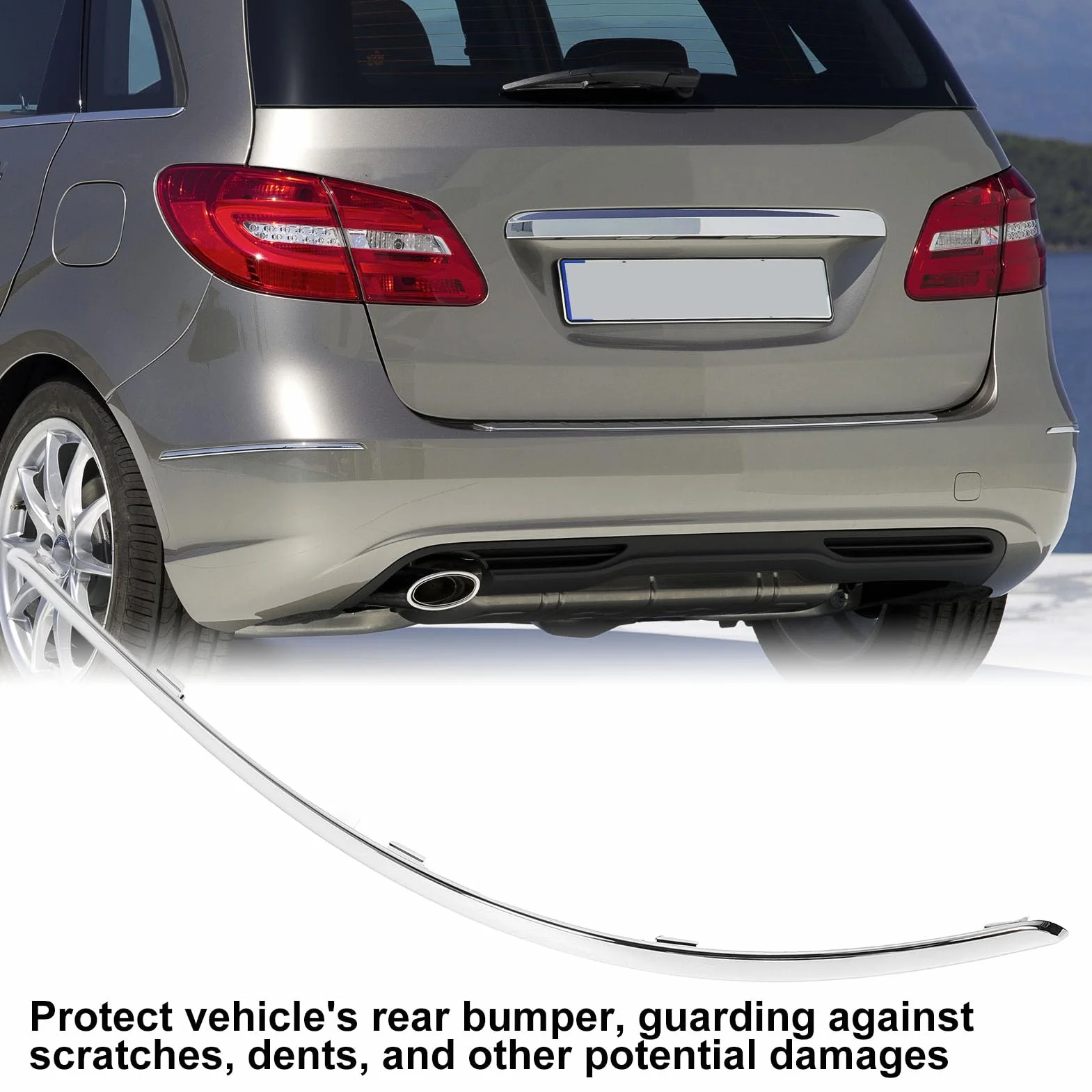 Moldura de Parachoques Trasero Compatible con Clase B W246, ABS, Instalación Fácil, 2011-2014, Embellecedor Protector