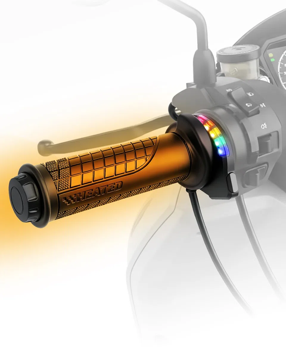 Erato Puños Calefactables para Moto y Scooter 22 mm (7/8 Pulgada) 5 ajustes de Temperatura con función Memoria Manillar calefactado Universal 12V, 1 par