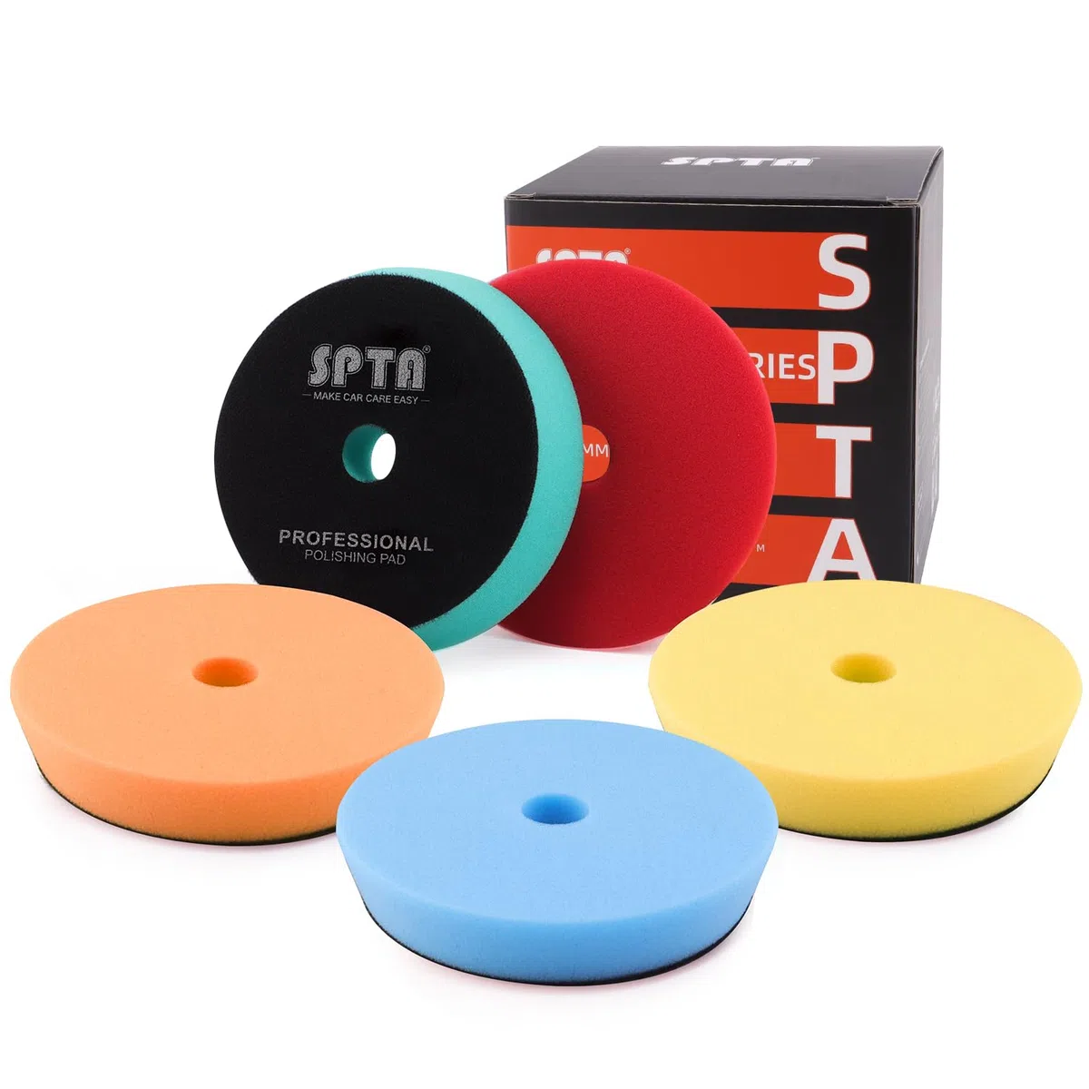 SPTA 5 esponjas de Pulido de 150 mm, esponjas de Cera para pulir, Esponja de Pulido para pulir excéntricos de 150 mm