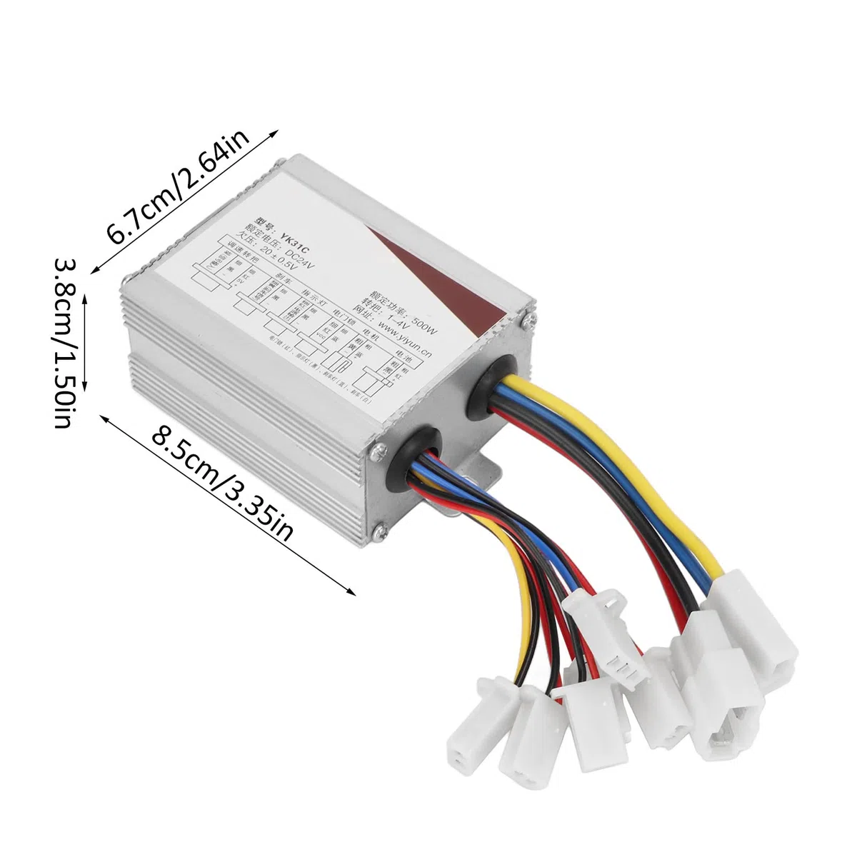 BuyWeek Kit de Controlador de Bicicleta Eléctrica, 24V 500W Controlador Cepillado de Aluminio Controlador de Velocidad con Manija de Acelerador para Scooter Eléctrico