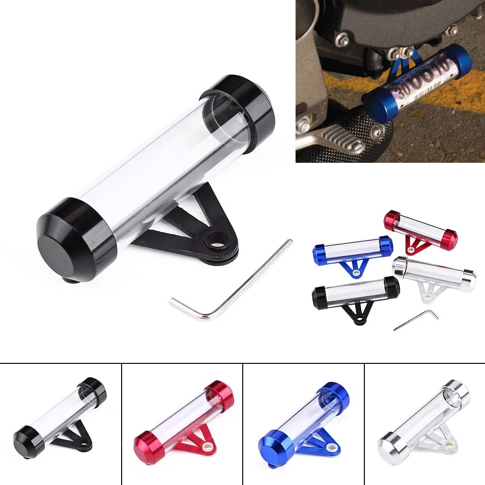 Tubo Seguro para Moto, Soporte para Disco Fiscal, Tubo para Pegatina ITV, Soporte de Tubo de Impuestos de Disco Cilíndrico, para la Mayoría de las Motocicletas (Plata)