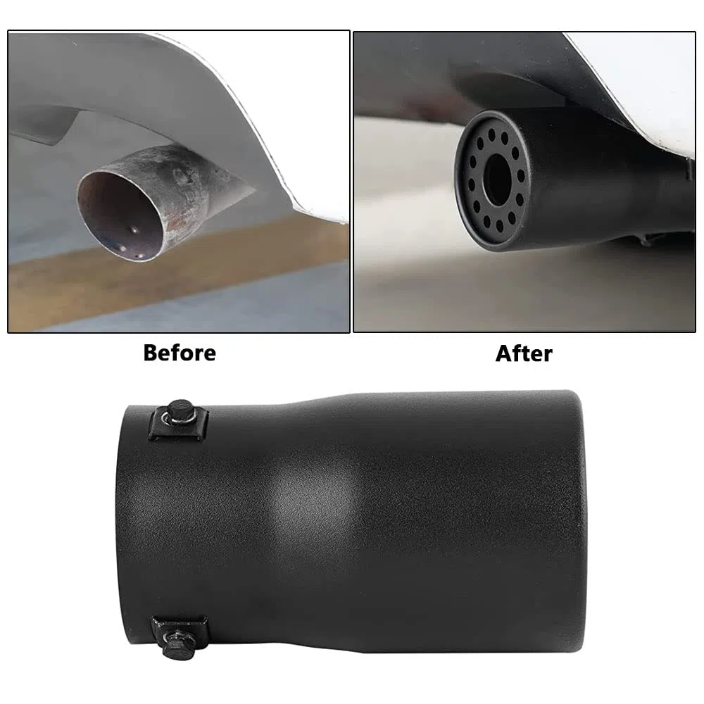 Riloer 80mm Tubo de escape de coche, DB killer silenciador de escape para coche, Silenciador en cromo, Acero inoxidable, Negro