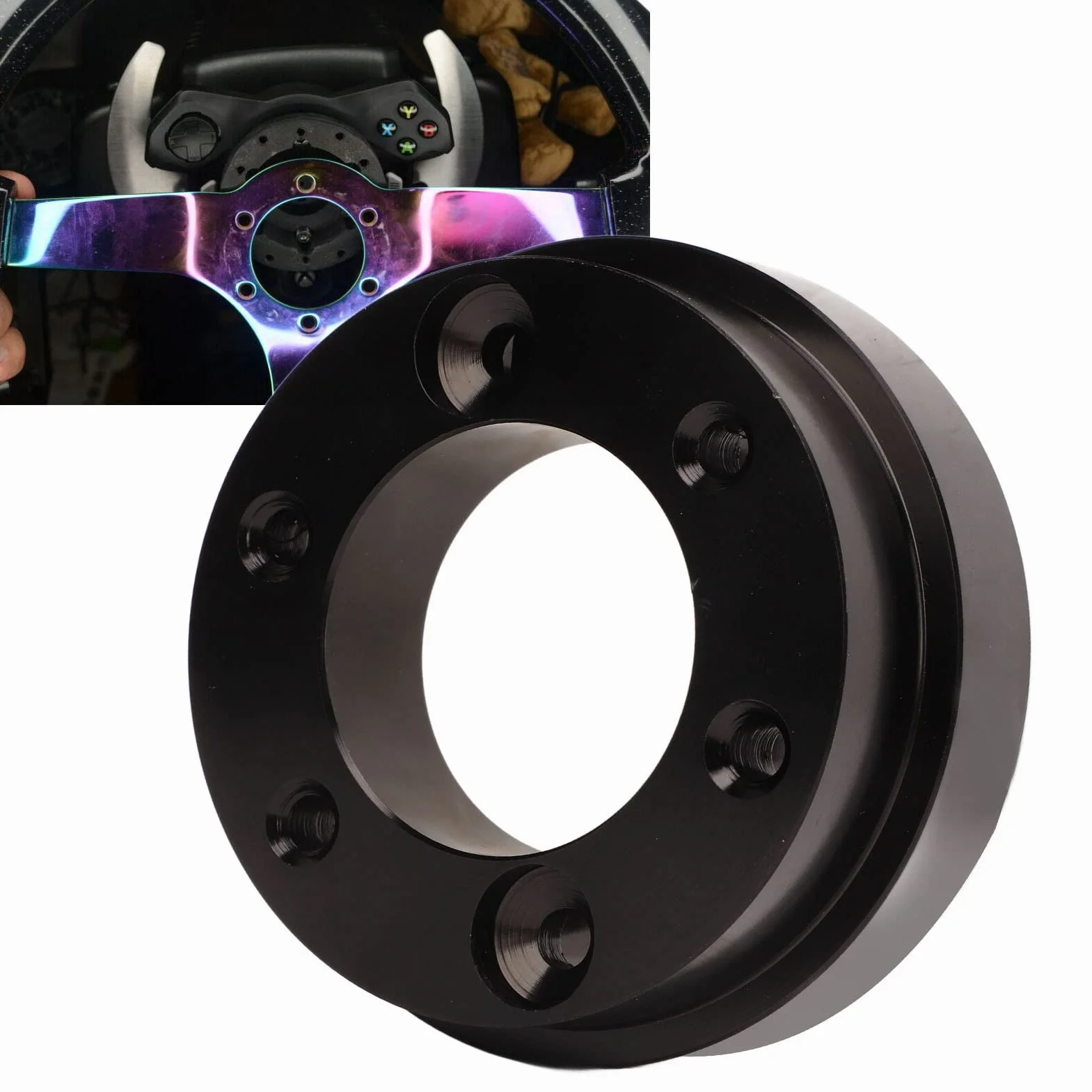 Adaptador Cubo Volante Carreras 70 Mm Placa Repuesto Estándar Compatible Volantes 13 14 para Simuladores Conducción