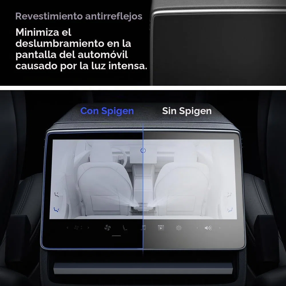 Spigen Glas.tR Slim Protector de Pantalla para Tesla Model 3 (2026-2024), Model Y (2026/2025) 8", 1 Unidad, Pantalla Trasera, Instalación Fácil, Antideslumbrante Mate, Anti-Huellas, Dureza 9H