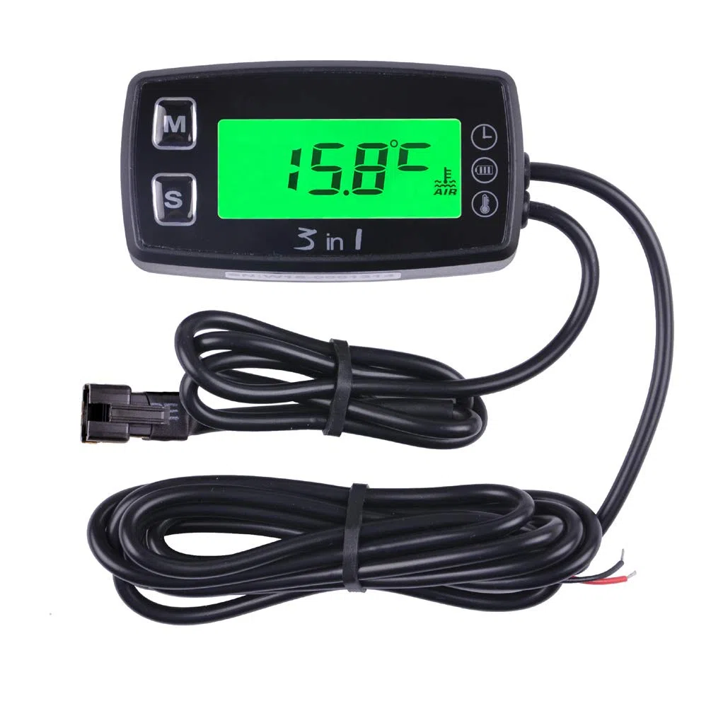 Termómetro termómetro de 3 en 1 Temperatura de Reloj del voltímetro Medidor de Voltaje Sensor para Motos de Motos de Nieve motoras ATV Aceite de Barco