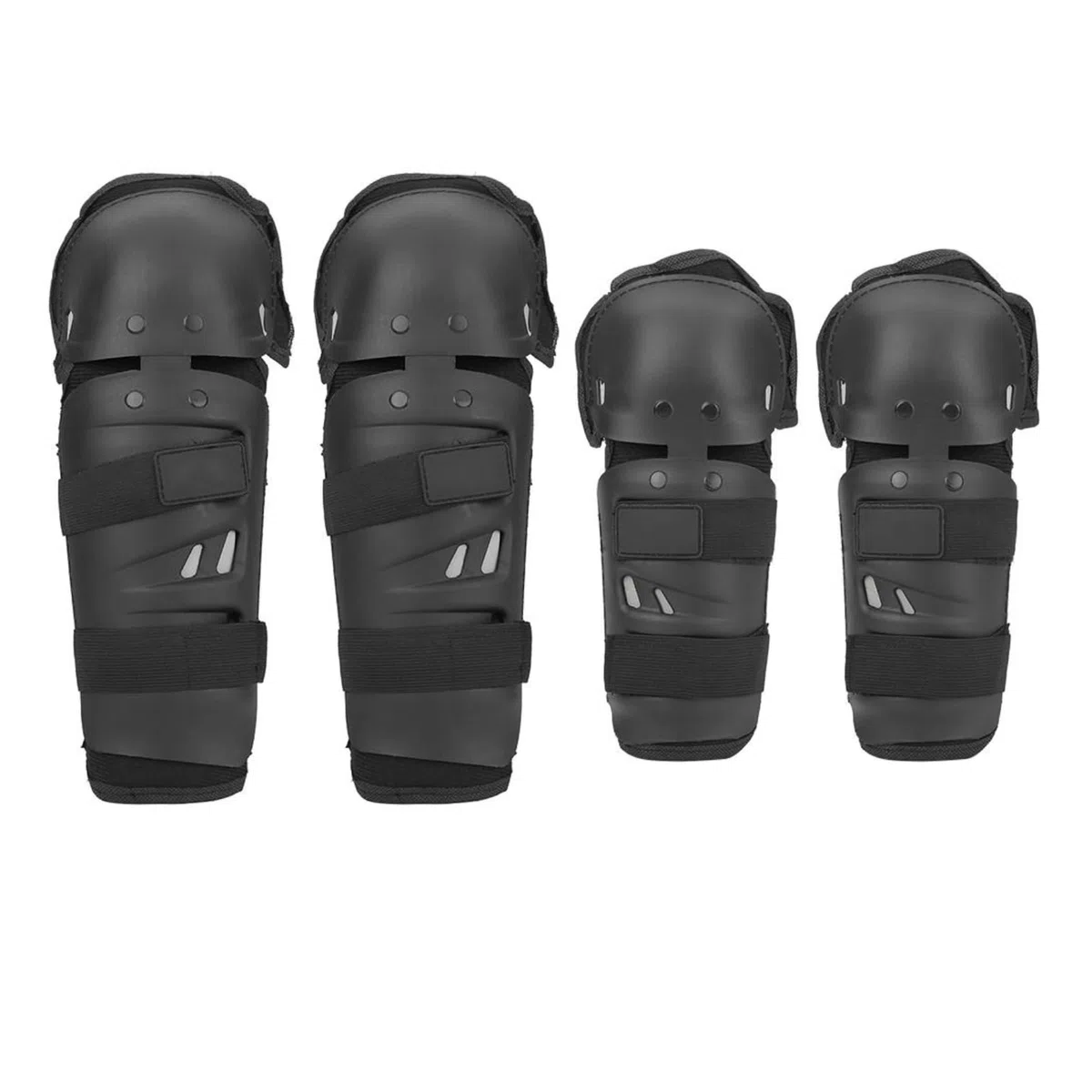 4 Piezas Rodilleras Coderas, Motocicleta Motocross Ciclismo Codo Rodilleras Protector Espinilleras Conjunto Negro