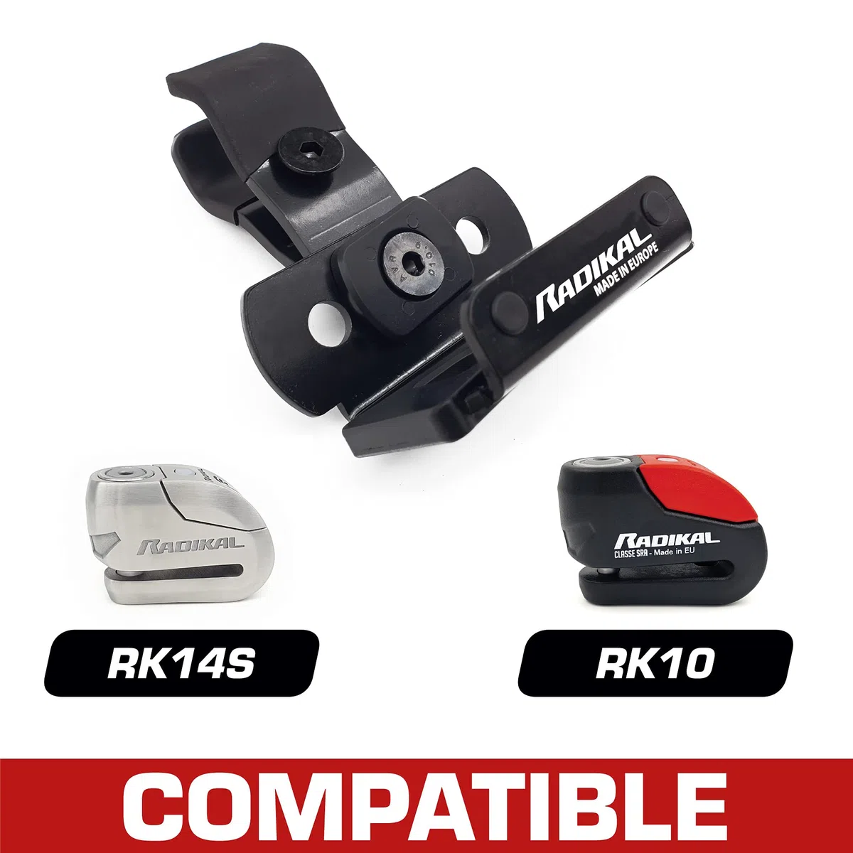 RADIKAL RK402 Soporte Antirrobo RK10/RK14S/RK310S para Fijar a Tubos o Tornillos