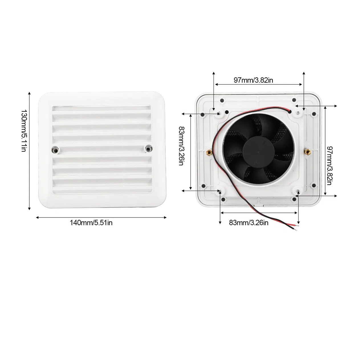 Ventilador de Ventilación de Aire RV, Ventilador de Ventilación Lateral de 97 X 97 Mm 12V 1.2wairflow Ventilador de Escape para el Baño de la Cocina del Remolque Adecuado para
