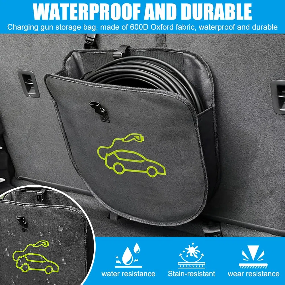Bolsa para cable de carga e coche, cable de carga, bolsa para coche eléctrico, organizador de maletero de coche, organizador de cable de 38 cm para mangueras de riego de 5 a 10 m de largo