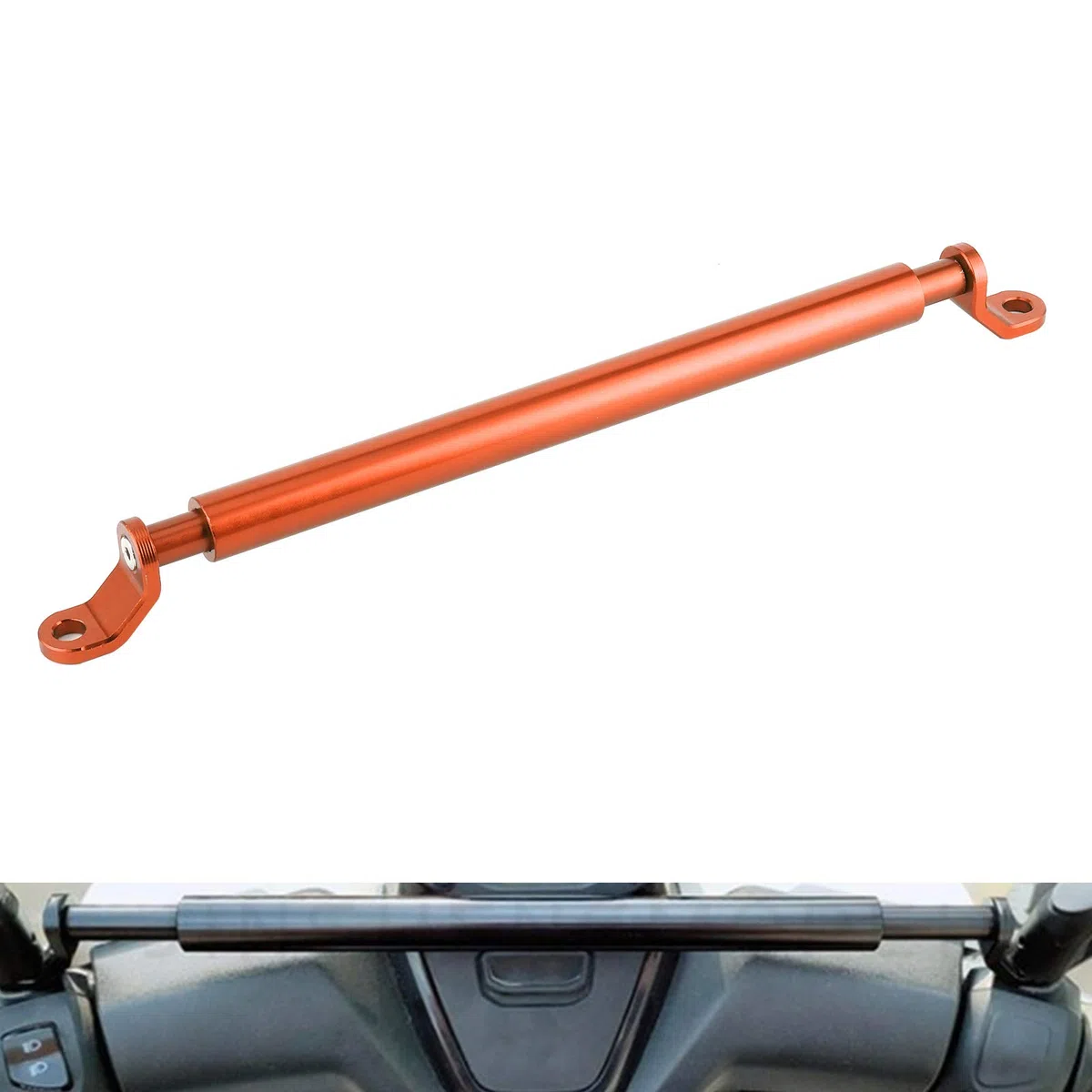 Barra de equilibrio de motocicleta Aramox, barra de equilibrio CNC de aleación de aluminio, manillar transversal, refuerzo extendido para motocicleta(naranja)