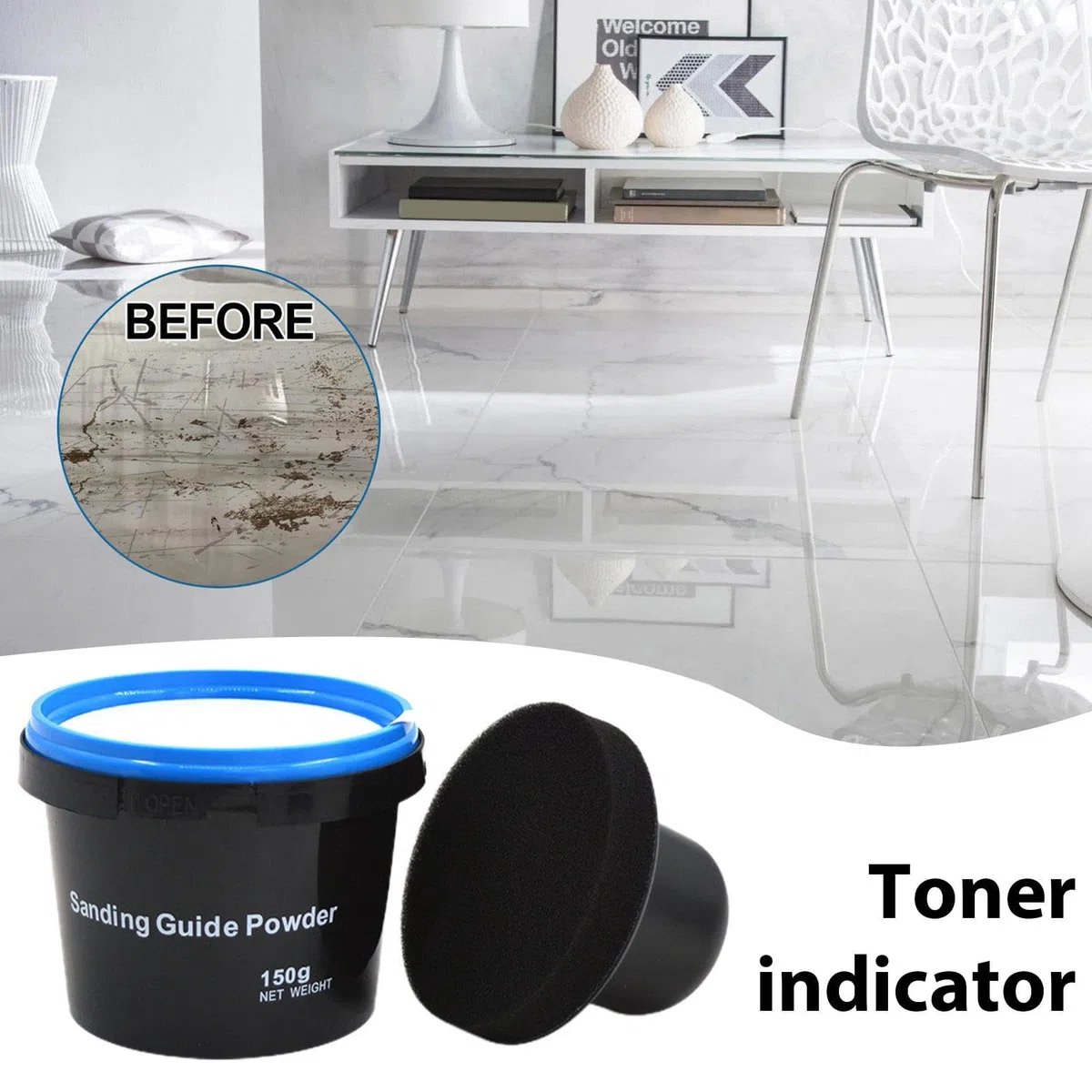 Dry Guide Coat Powder - Herramienta portátil fácil de usar | Guía de lijado en polvo | Polvo de pintura negra a prueba de fugas | Polvo de pintura en seco multiusos con mango para coche y madera