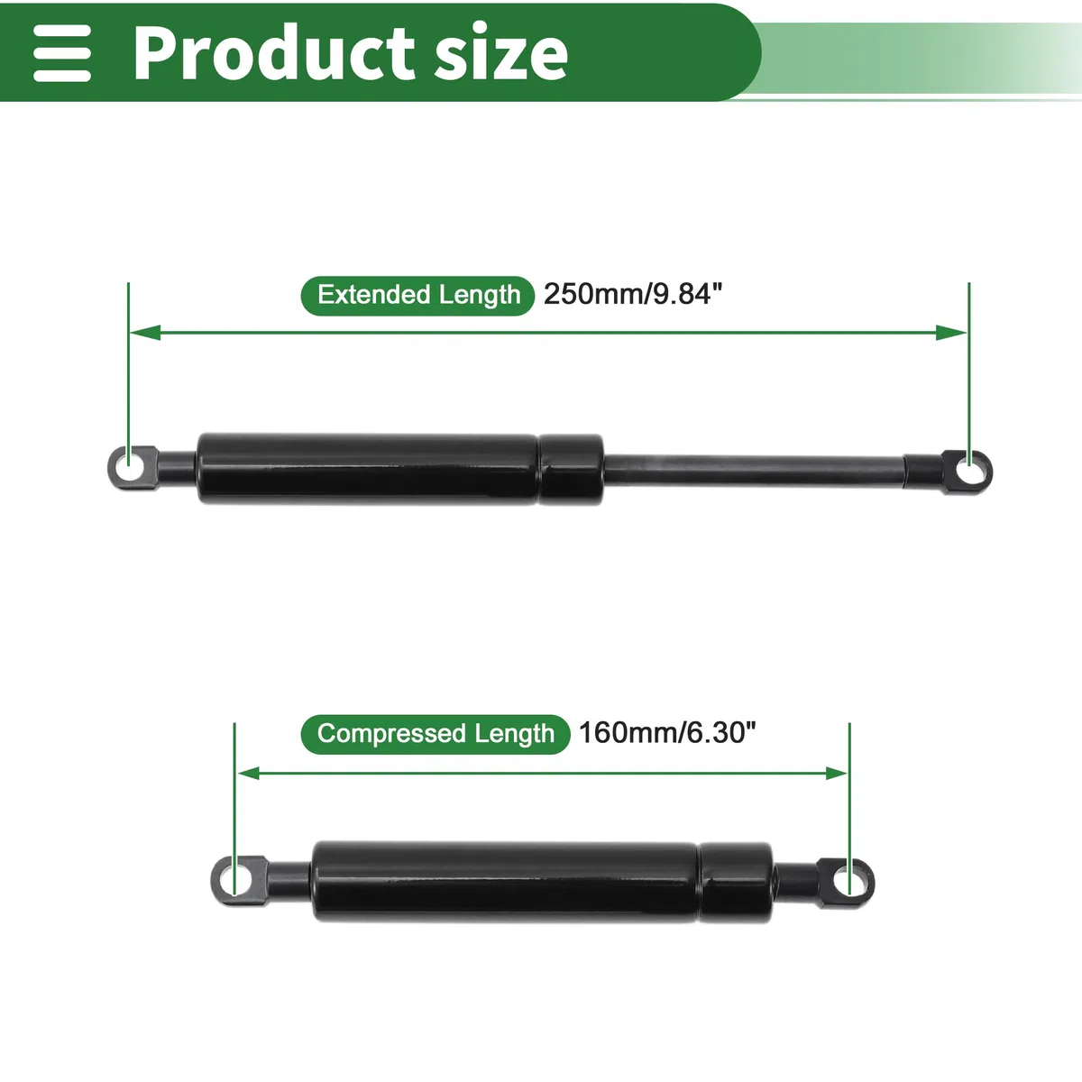 A ABSOPRO Amortiguadores De Gas De 250mm/9.84" 800N Resortes De Acero Al Carbono Negro 2 Pcs Rv Coche Caja De Almacenamiento De Tapa De Caja De Herramientas De Tapa De Puerta De Gabinete