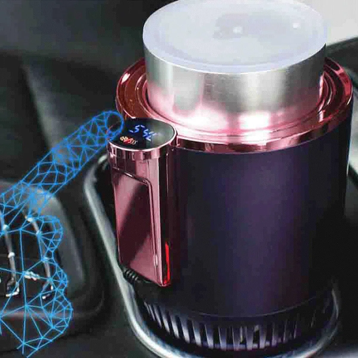 Calentador de agua para coche, calentador de café y enfriador de agua 2 en 1, soporte antideslizante para bebidas para coche, soporte para bebidas de coche con pantalla LCD, expansor de taza de coche