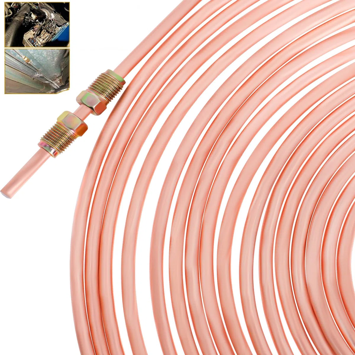 Tubo de Freno de Acero Recubierto 10m Ø3/16" (4,75mm), Kit de Tubería de Línea de Freno General para Coche con 20 Tuercas por Poweka