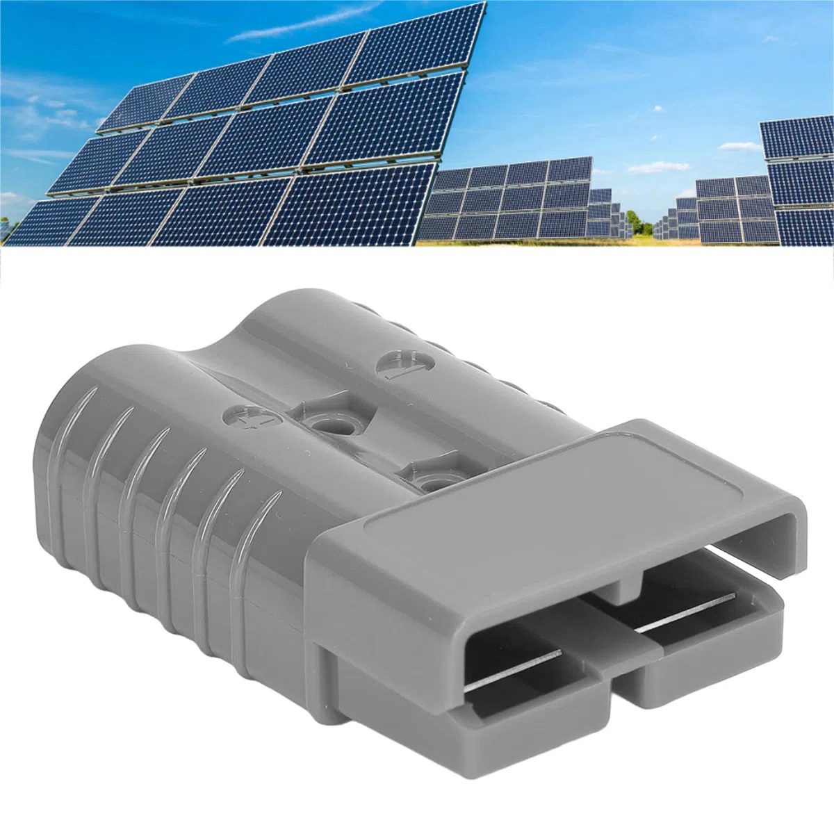 Conector de Batería 350A, Conector de Enchufe Bipolar de Pequeño Volumen Terminal Plateado SH350 de Alta Corriente para Carretilla Elevadora (Gris)