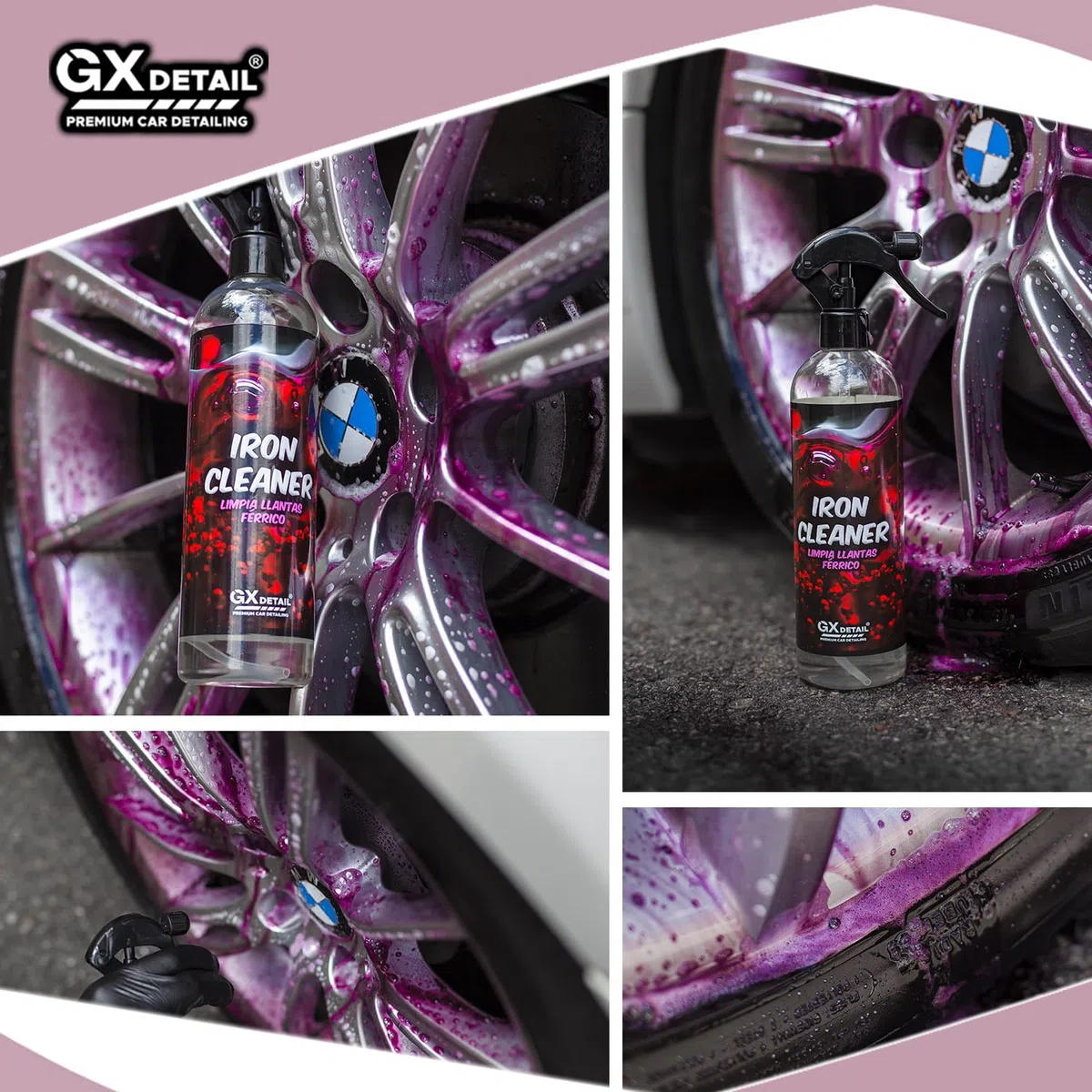 GxDetail Descontaminante Férrico para Llantas y Carrocería 1 Litro - GxDetail – Fórmula Avanzada – Limpiallantas sin Frotar - Elimina Ferodo y Grasa – Limpiador de Uso Rápido – No daña Pintura