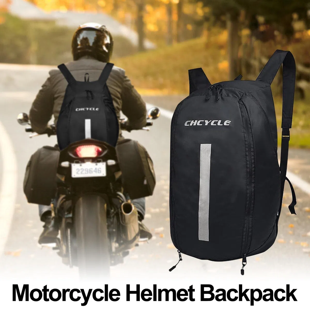Elegante Mochila para Moto – de Almacenamiento Viaje con Gran Capacidad, Diseño Cremallera, Exterior Moderna