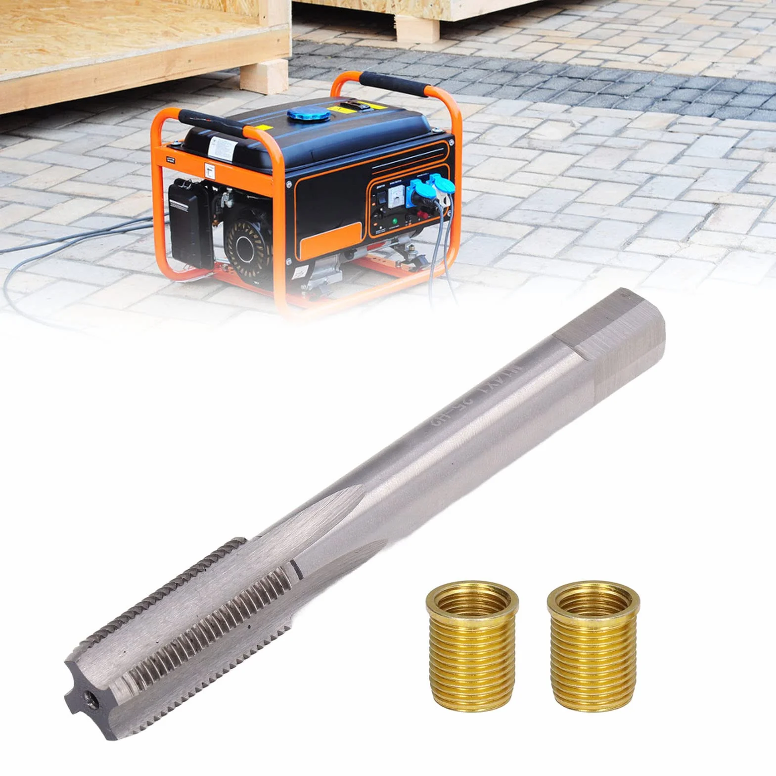 Herramienta de Reparación de Rosca de Bujía, Perno M12x1.25 Y Grifo M14x1.25 Kit de Reparación de Orificio Roscado de Bujía de Motor de Gasolina para Motores de Gasolina, Generadores