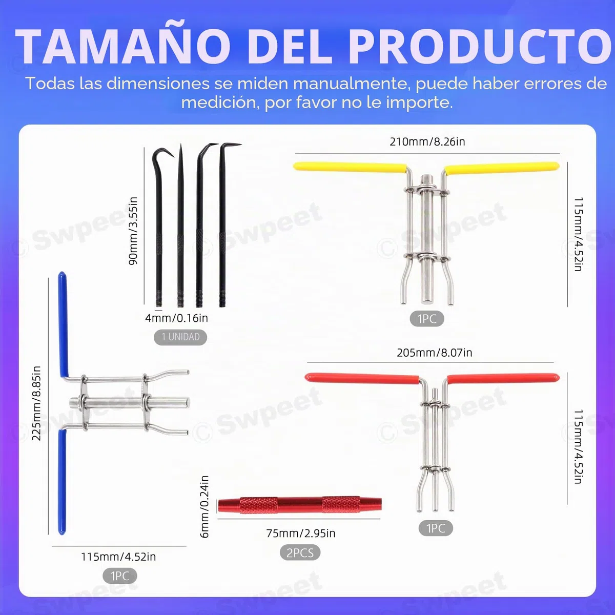 Swpeet 5 piezas de herramientas de instalación de sello hidráulico, herramientas de reparación de pistón de cilindro hidráulico, juego de herramientas de instalación de sello en U de torsión con juego